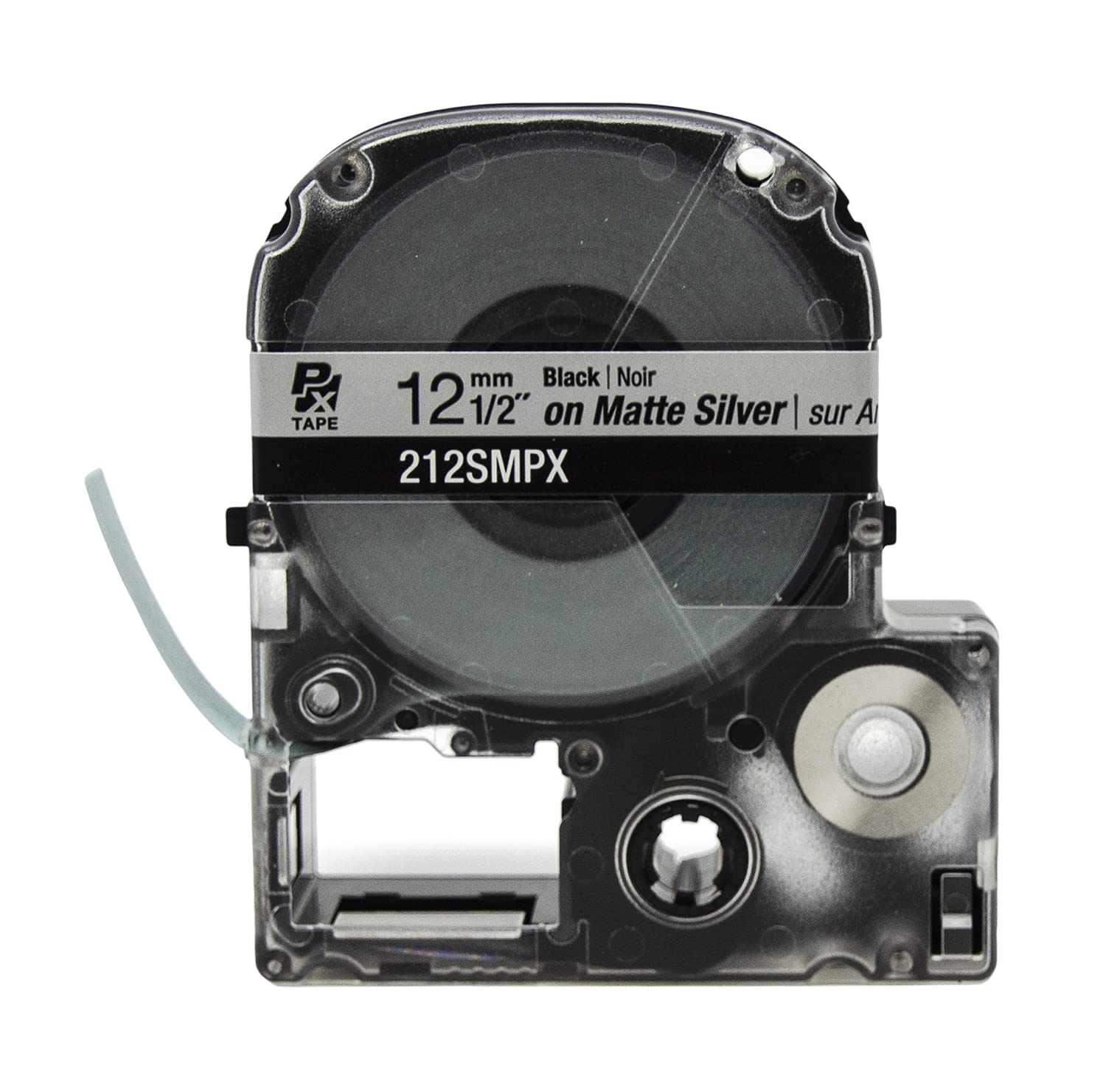 LABELWORKS 212SMPX PET (Polyester) Tape Cartridge - Black on Silver Matte Label Maker Tape - 1/2