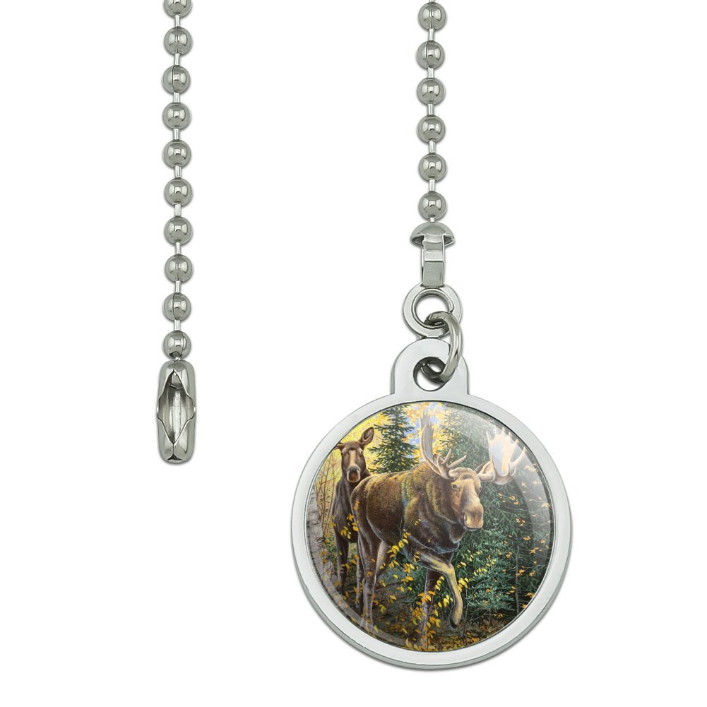 GRAPHICS & MORE Moose in The Woods Ceiling Fan Pull Chain - Decorative Light Switch Pull for Cabin, Lodge & Rustic Home Decor