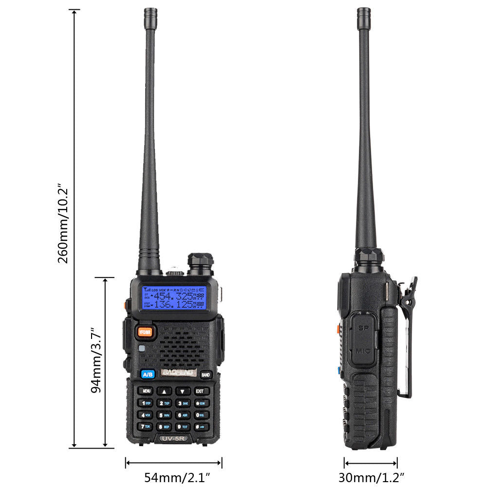 Baofeng UV-5R Dual Band Two-Way Radio [5 Pack] - 4W/1W Power, 128 Channels, Flashlight, VOX, Emergency Alert - Perfect for Outdoor Adventures, Security, and Emergency Communication