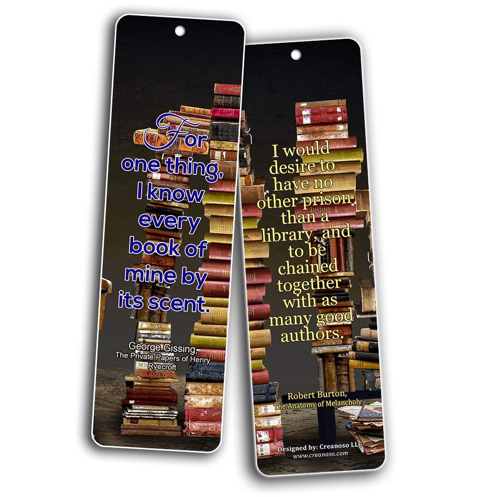 Creanoso Inspirational Avid Reader Bookmarks (12-Pack) - Premium Literary Quote Bookmark Gift Set for Book Lovers - 6 Unique Designs - Perfect for Reading, Book Clubs & Gifts