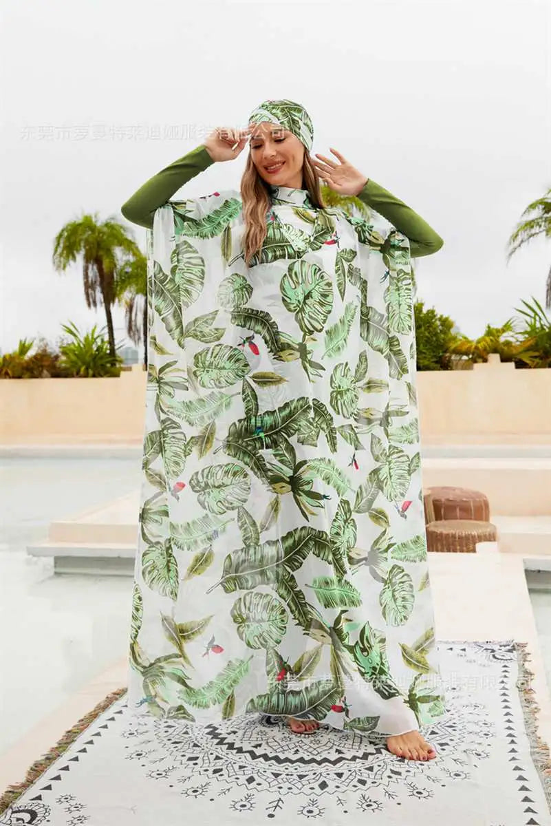 4-Piece Full Coverage Halal Burkini Swimwear Set - Modest Islamic Beachwear for Women, Swimming, Surfing & Sun Protection
