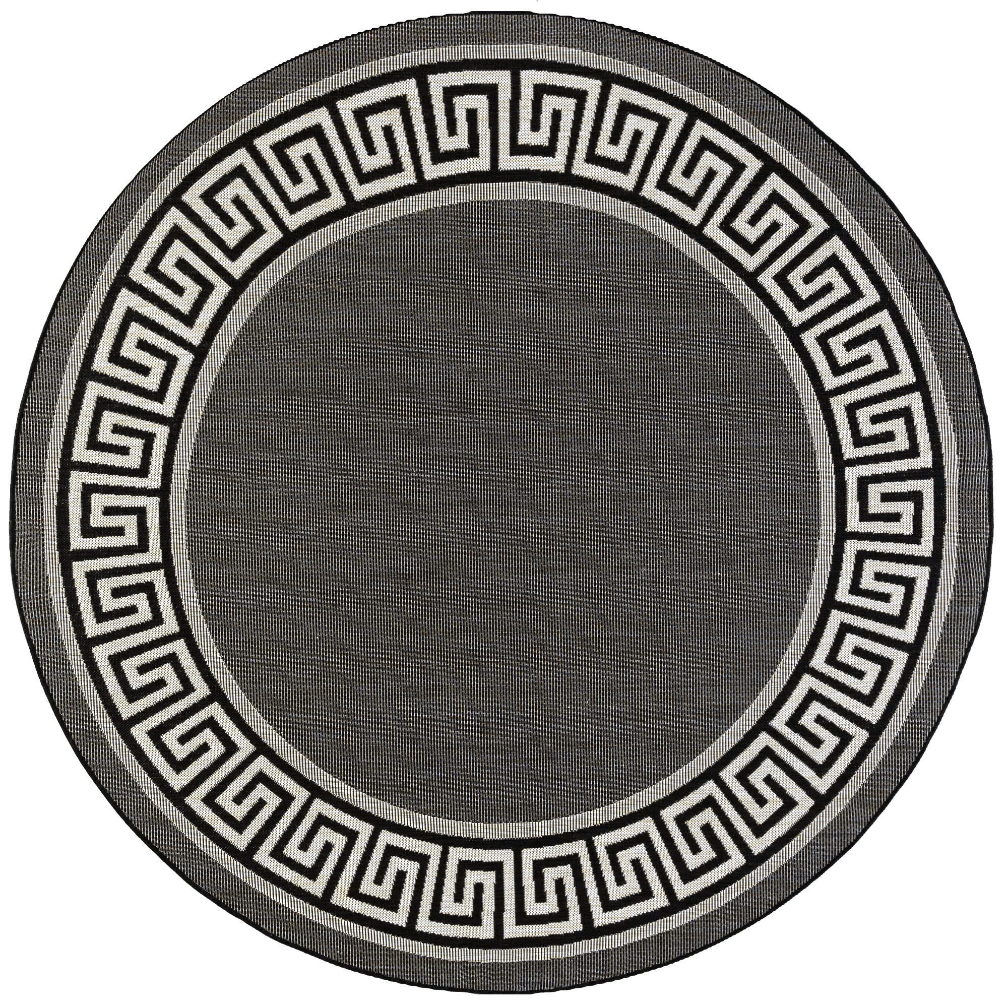 7'10'' Round Waterproof Indoor/Outdoor Rug - Black - Perfect for Patio, Deck, Porch, Entryway & Garden - Durable All-Weather Area Rug for Outdoor Spaces