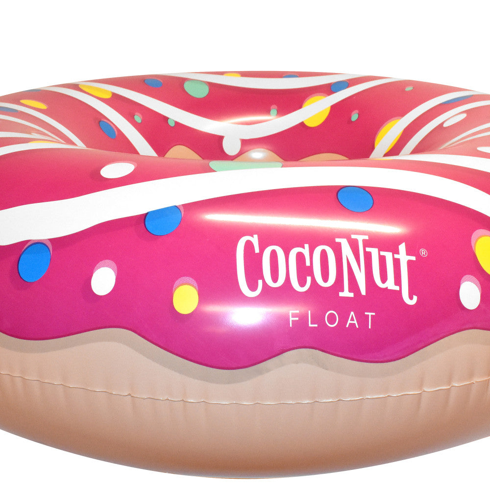 **Pink Glazed Donut Inflatable Pool Float with Sprinkles - 48