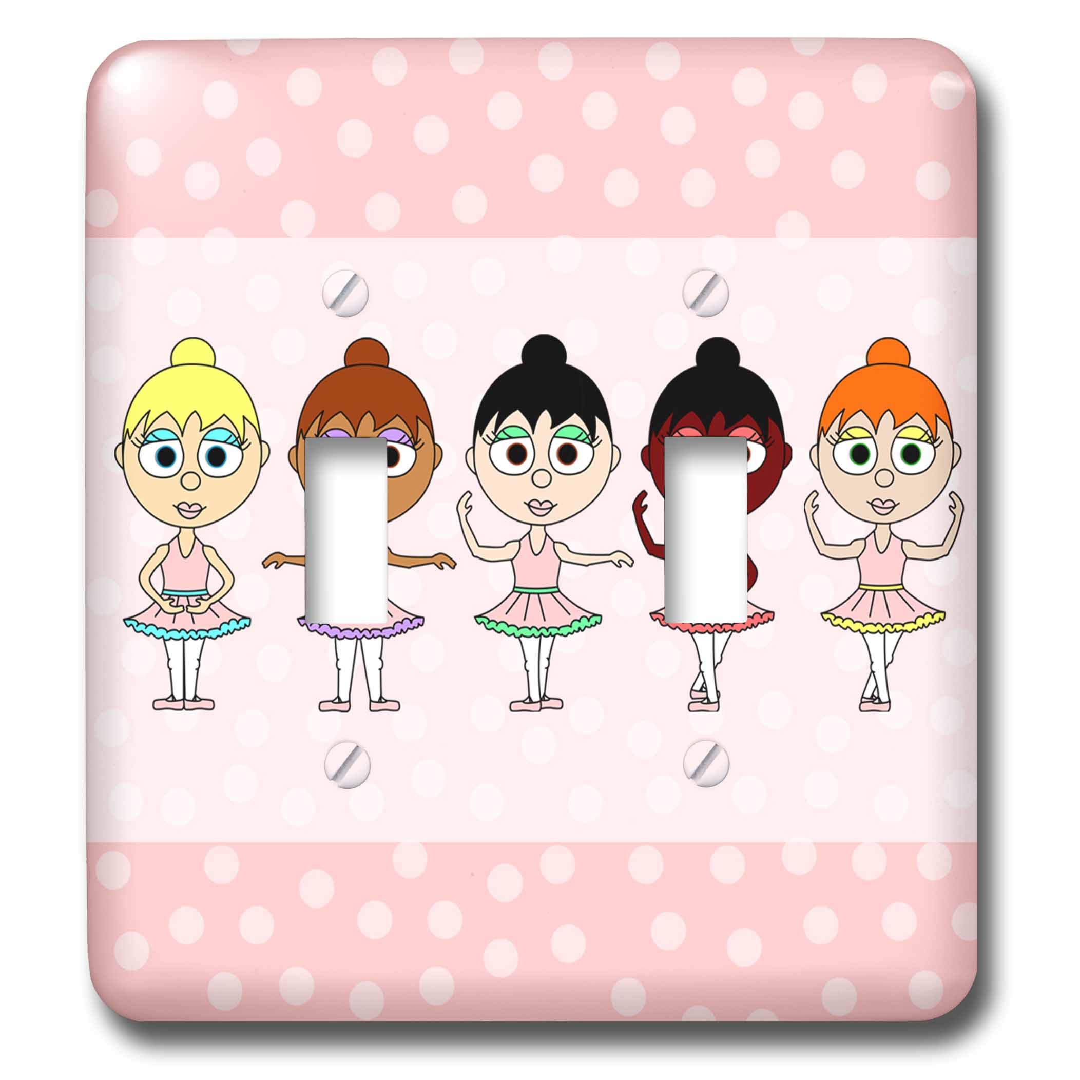 3dRose Little Ballerina Ballet Positions Double Toggle Switch - Decorative Wall Plate Cover for Bedroom, Nursery, or Dance Studio Decor