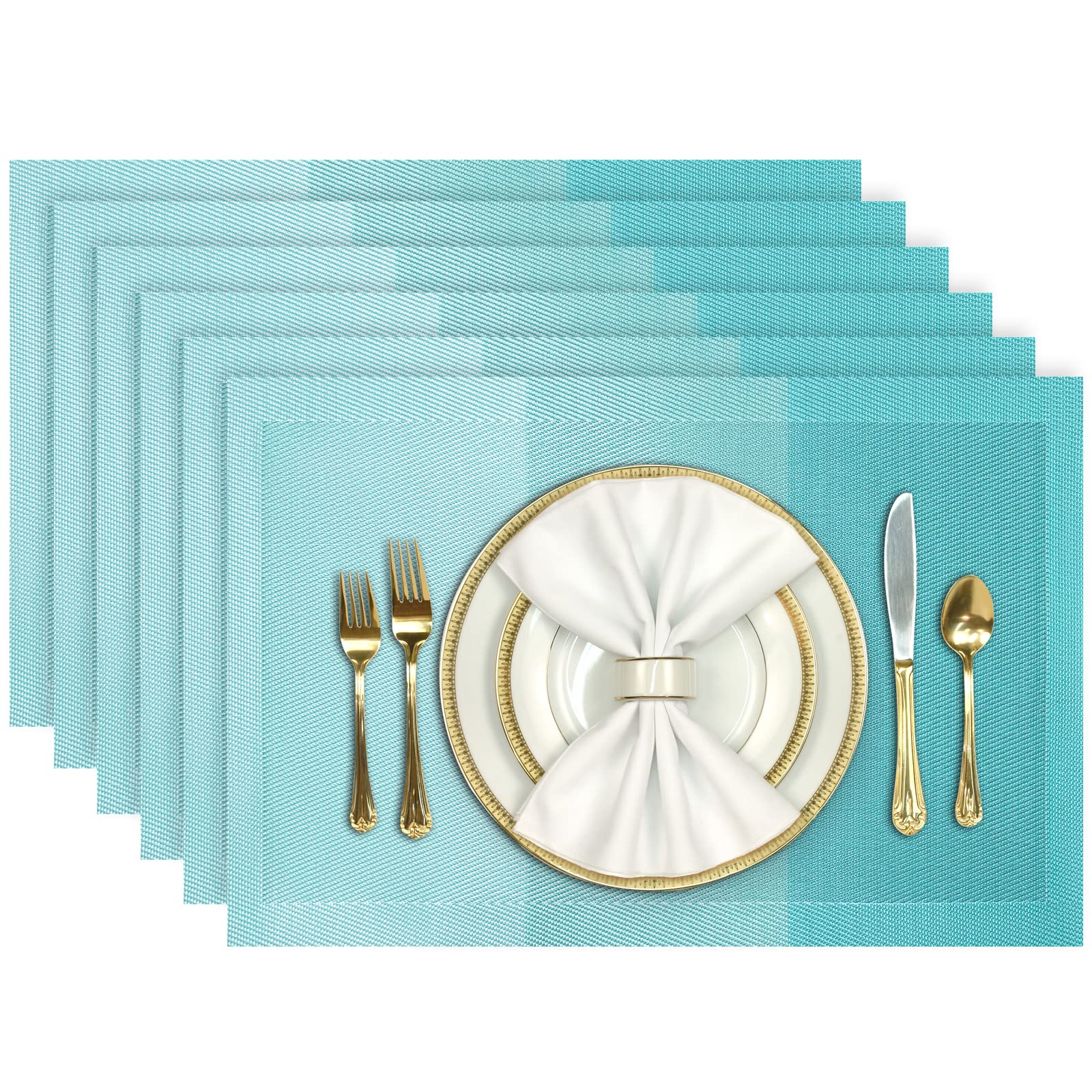 Aofmee Heat Resistant PVC Placemats Set of 6 - Non-Slip, Stain Resistant & Washable Vinyl Table Mats for Dining & Kitchen - Perfect for Everyday Meals, Dinner Parties & Holiday Gatherings