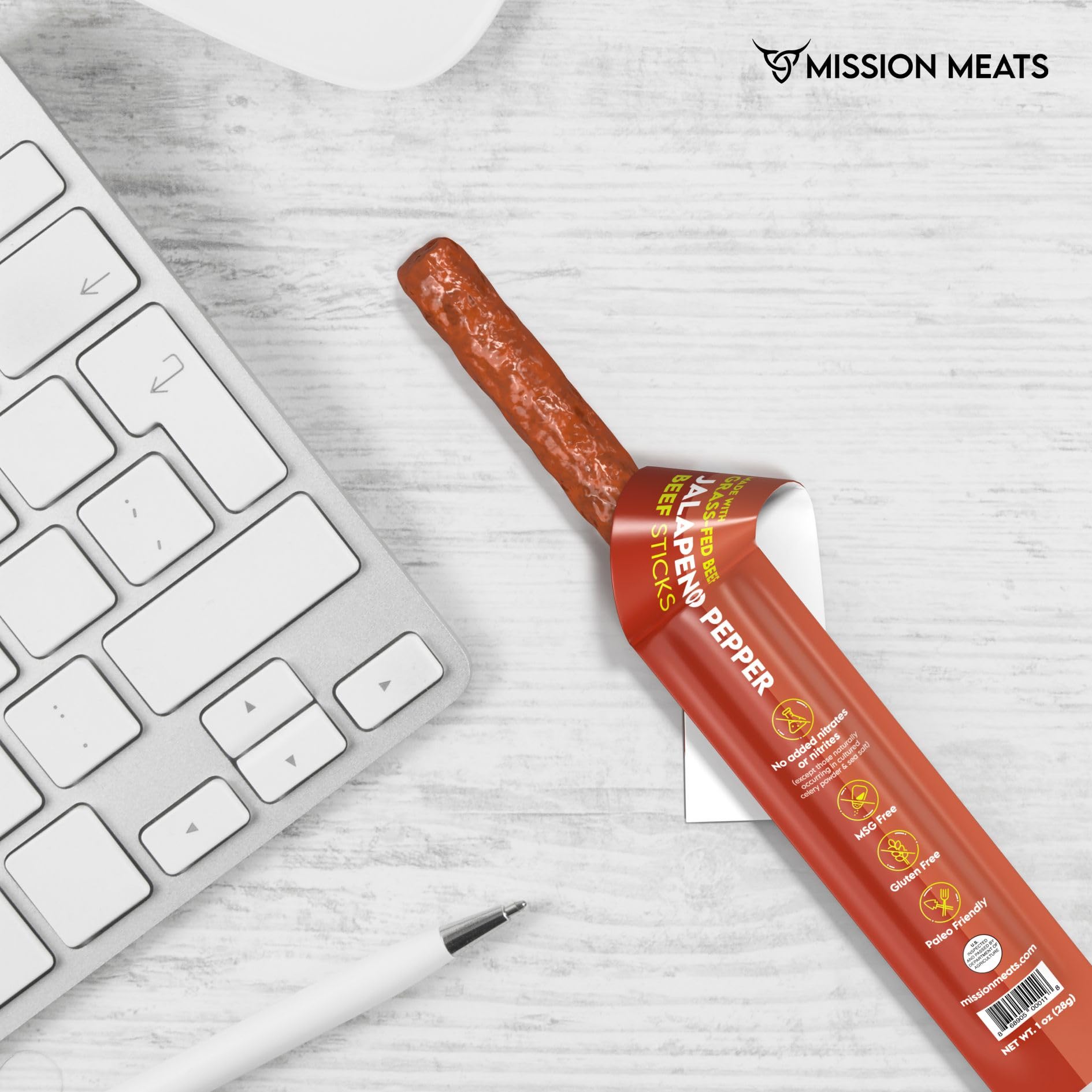 Mission Meats Beef Sticks – 100% Grass Fed & Pasture Raised, Zero Sugar, Gluten Free, Keto & Paleo Friendly, Healthy Protein Snacks, Individually Wrapped (Pack of 72) – Perfect for Hiking, Travel & On-the-Go Nutrition