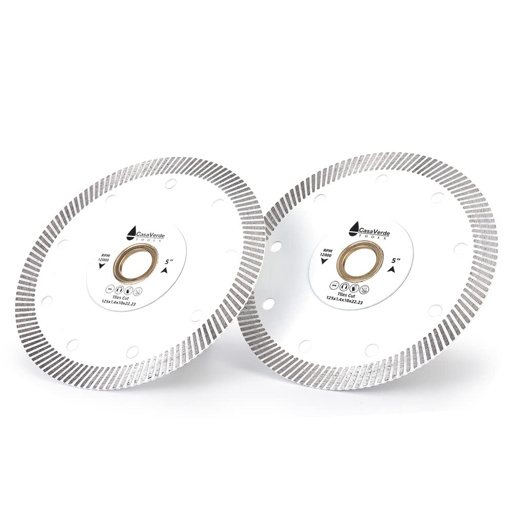 Casaverde 2-Piece 5-Inch Diamond Tile Cutting Blade Set - Premium Granite, Marble & Porcelain Tile Cutter - Perfect for DIY Home Renovation & Professional Tile Installation Projects