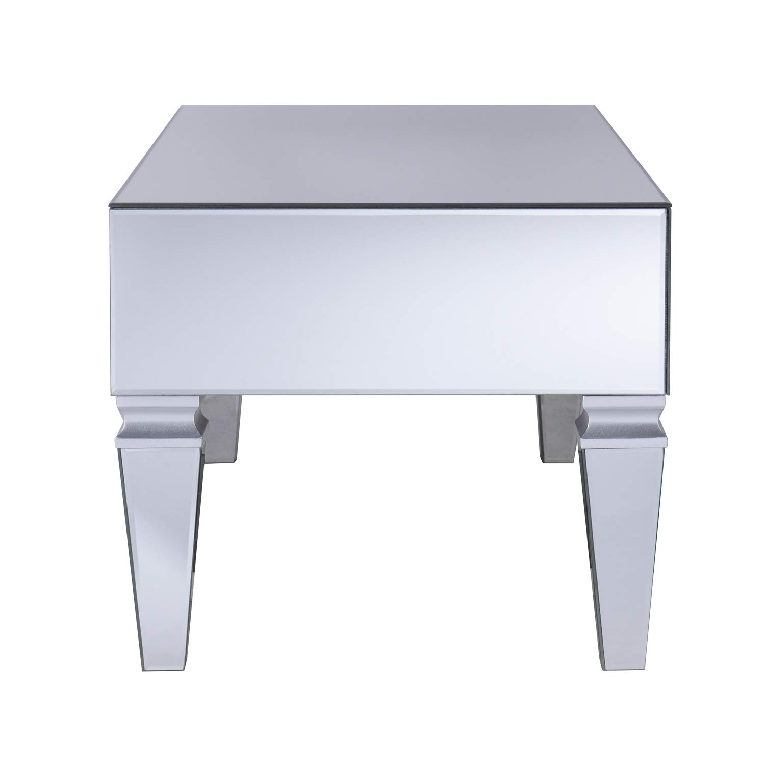 SEI Furniture Darien Contemporary Silver Mirrored Rectangular Coffee Table for Living Room, Modern Glass Top Center Table for Home Decor