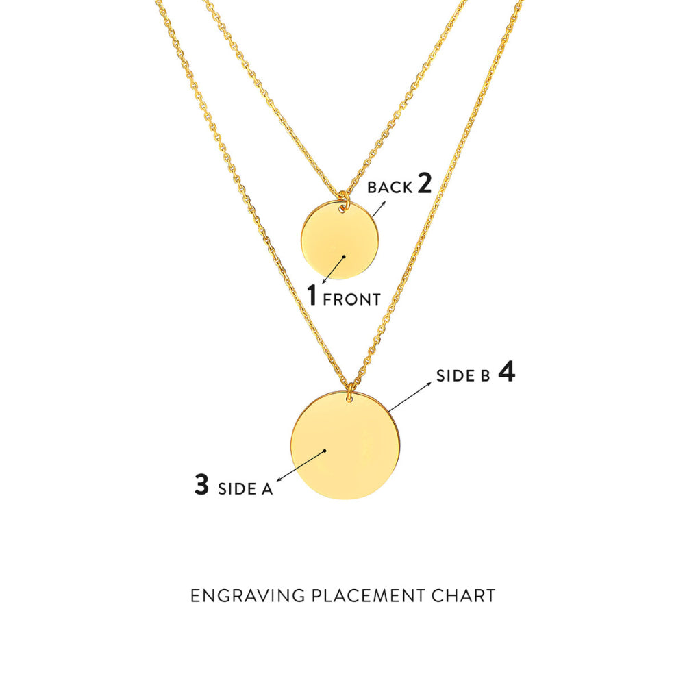 14K Gold Double Strand Disc Necklace - Elegant Layered Pendant Necklace for Women, Perfect for Everyday Wear, Date Nights & Special Occasions