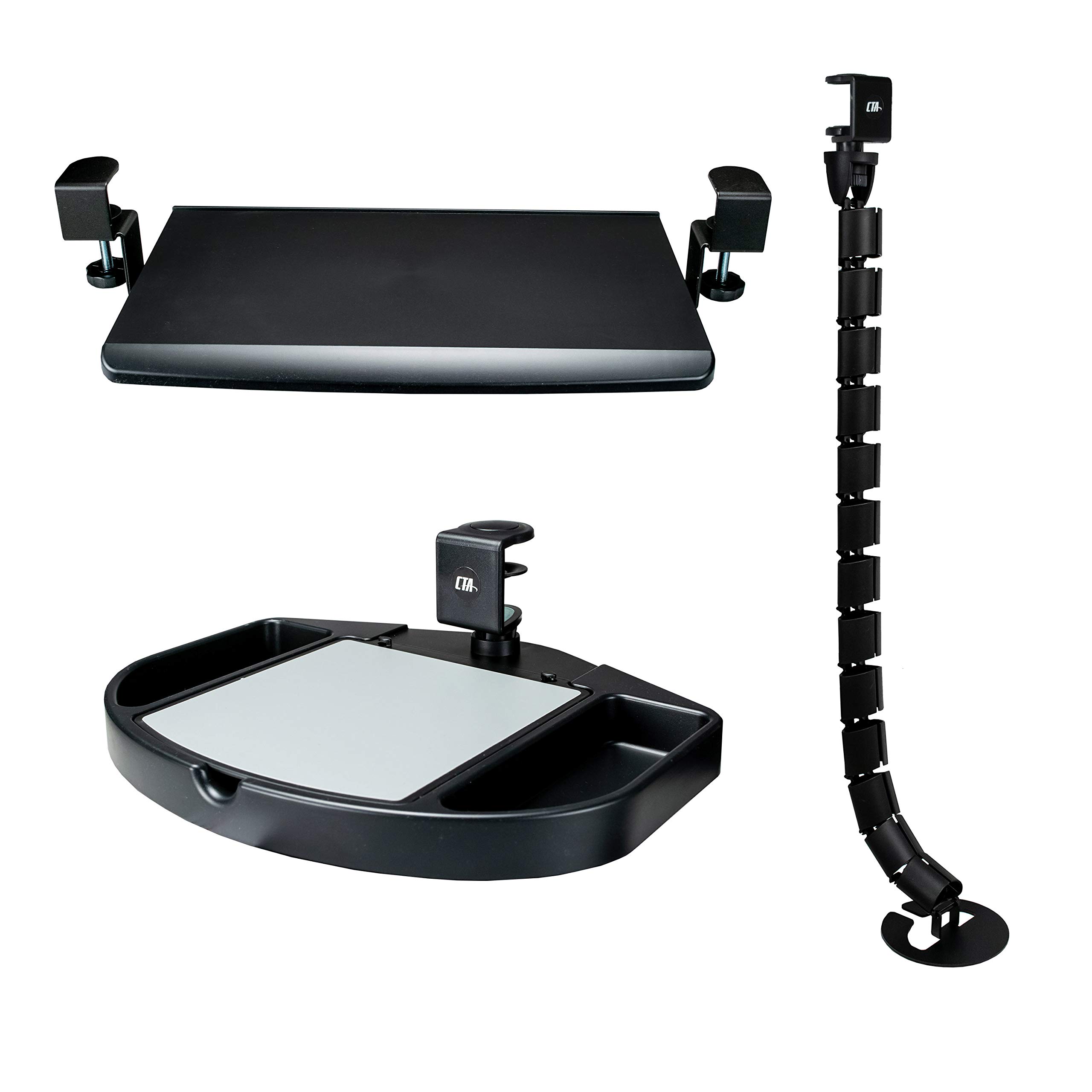 Heavy-Duty Metal Desk Tray Organizer with Keyboard & Mouse Tray, Cable Management Column - Black | Perfect for Office, Gaming & Home Workspace Organization