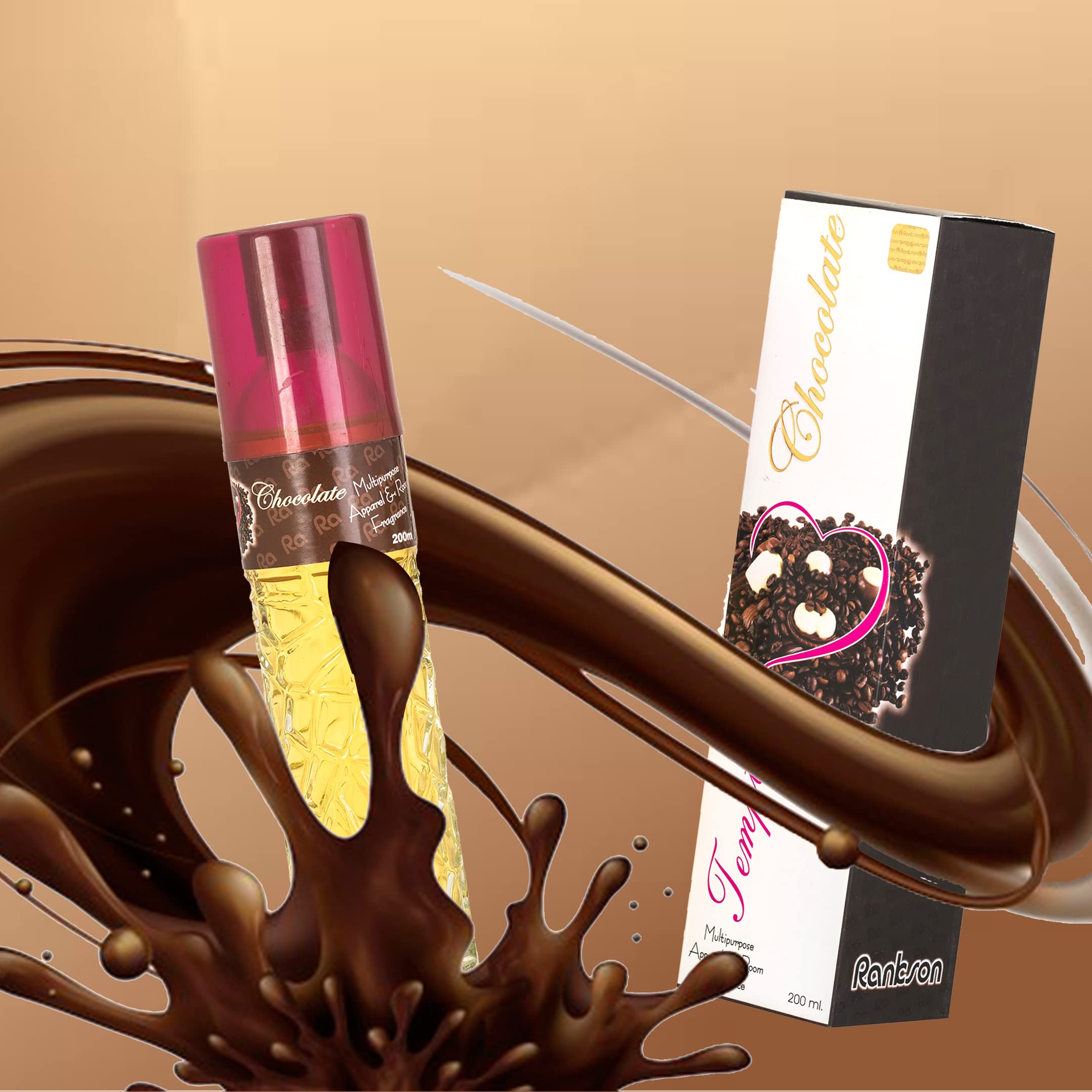 Rankson Natural Chocolate Scented Air Freshener - 30ml Perfume Refill, Pack of 2 (230ml Total) - Car, Home & Office Fragrance Diffuser