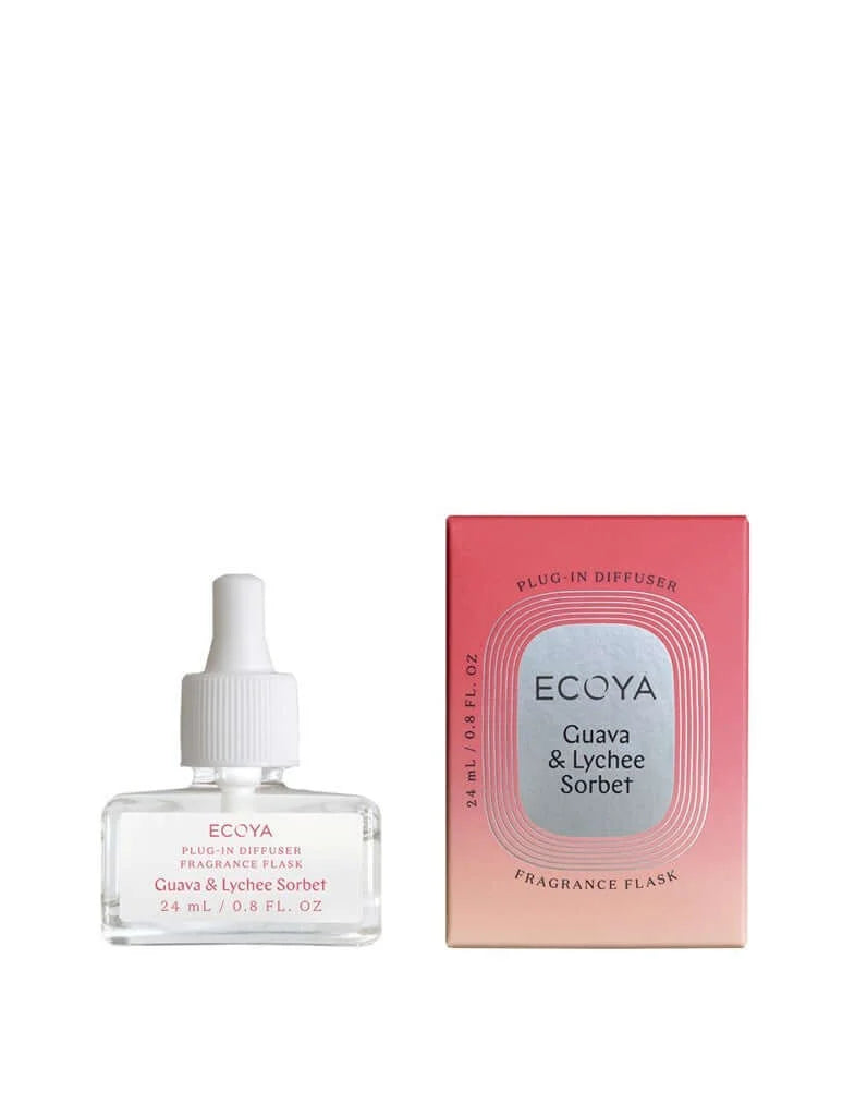 Ecoya Plug-In Essential Oil Diffuser with Guava & Lychee Sorbet Fragrance - Aromatherapy for Home, Office & Spa Relaxation