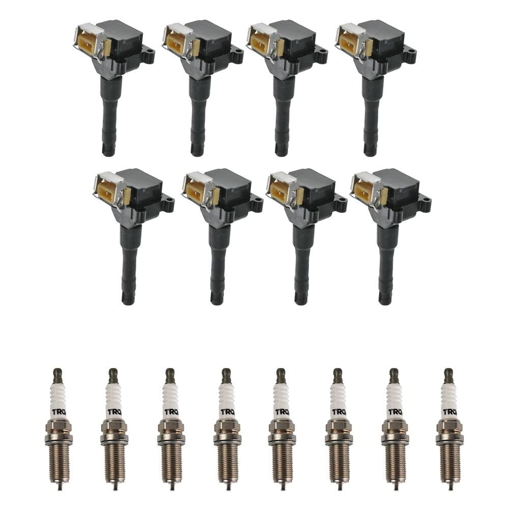 TRQ Ignition Coil & Spark Plugs Kit - Compatible with 1994-1995 BMW 530i 540i 1993-1995 740i 740iL 840Ci - High Performance Replacement Parts for Smooth Engine Start & Acceleration