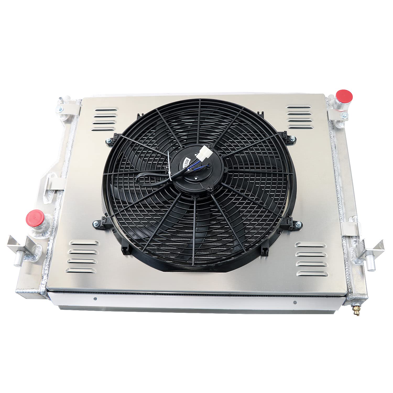 High Performance Aluminum Radiator for 2005-2014 Ford Mustang 3.7L 4.0L 4.6L 5.0L V6 V8 - 3 Row Cooling System with Fan Shroud & Relay Kit - Perfect for Racing, Off-Road & Daily Driving