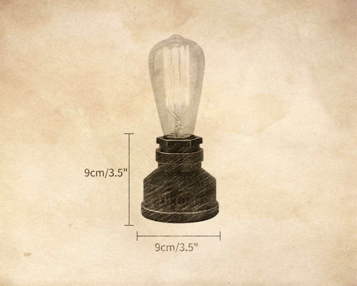 Vintage Industrial Table Lamp - Rustic Loft Style Steel Pipe Desk Light with E26 Base, LED Edison Bulb Compatible for Home Office, Study Room & Bedroom Night Light