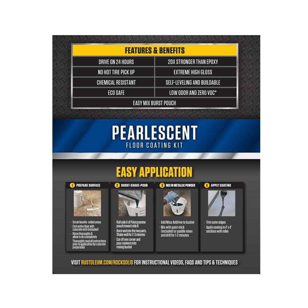 Rust-Oleum 306328 RockSolid Pearlescent 1 Car Garage Floor Coating Kit - Smoky Blue | Durable Epoxy Paint for Concrete Floors | DIY Home Garage, Workshop & Basement Floor Protection