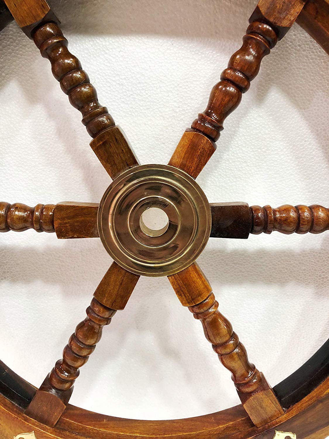 42 Inch Nautical Wood & Brass Decorative Ship Wheel - Rustic Wall Hanging Ornament for Living Room, Office, or Marine-Themed Decor | Perfect for Coastal Home Decor, Beach House Accents, and Captain's Quarters Style