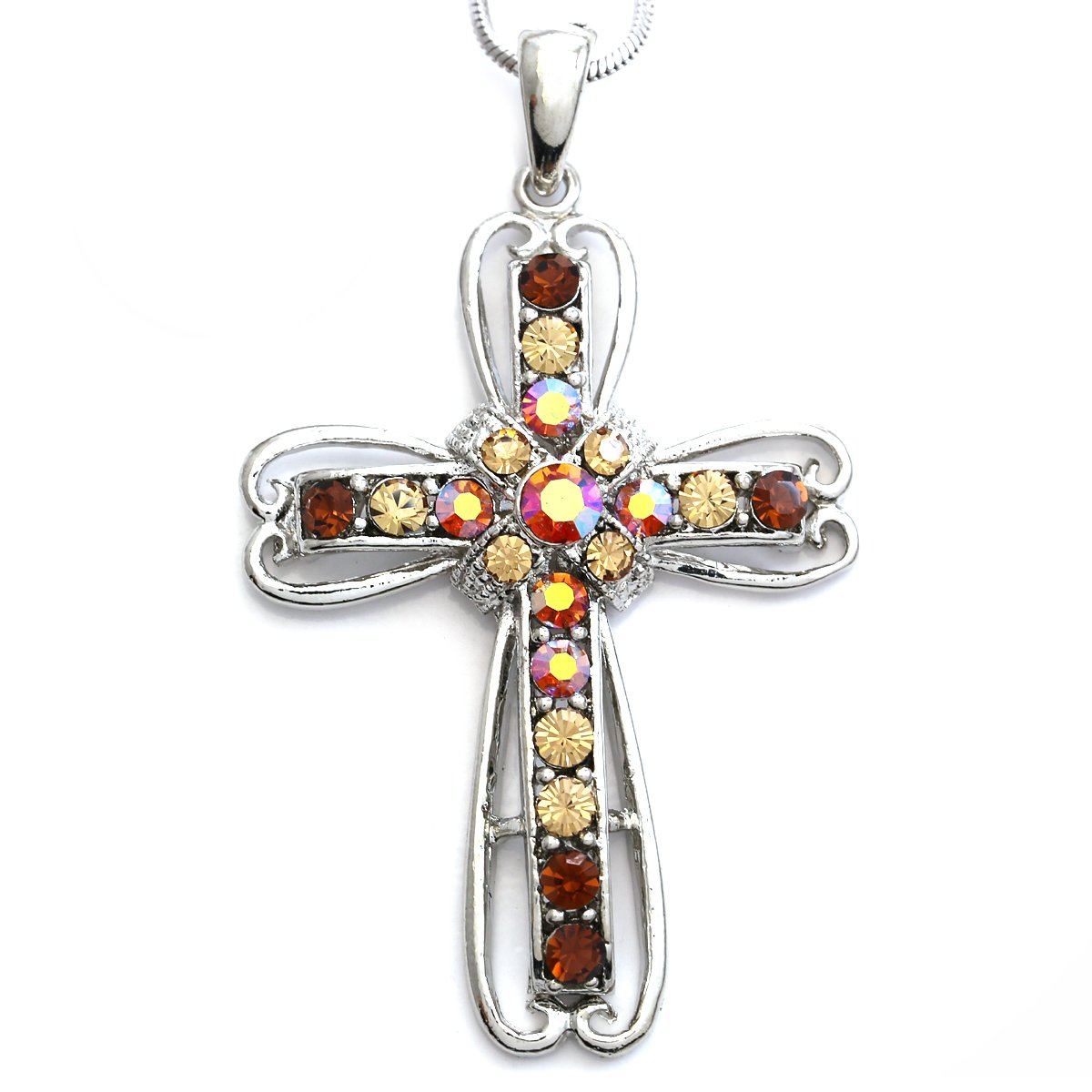 Christian Cross Necklace for Women - 18K Gold Plated Snake Chain Pendant - Religious Jewelry Gift for Baptism, Confirmation & Daily Wear
