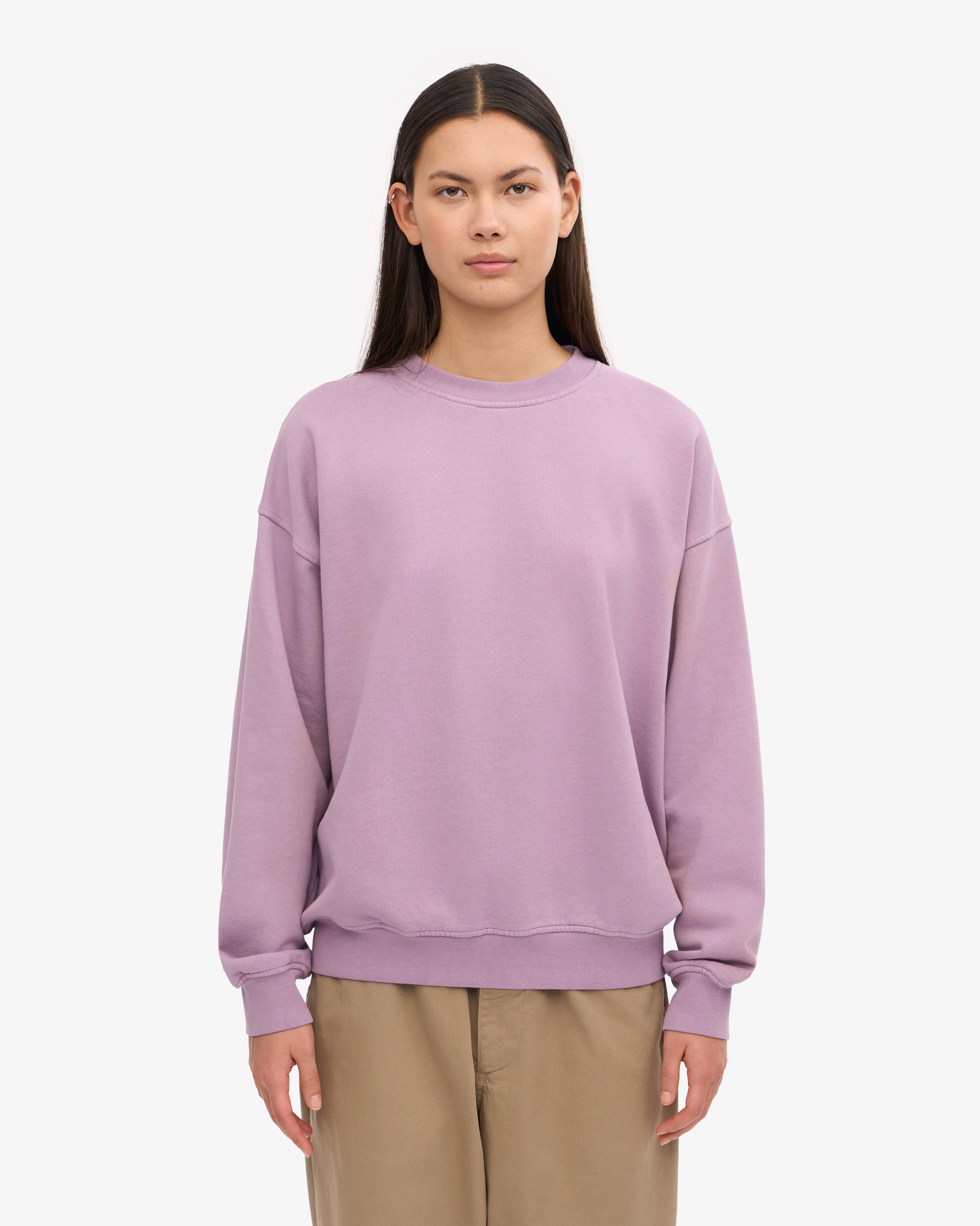 Organic Oversized Crewneck Sweatshirt for Women - Soft Pearly Purple Pullover | Cozy Loungewear & Casual Outfit for Fall & Winter