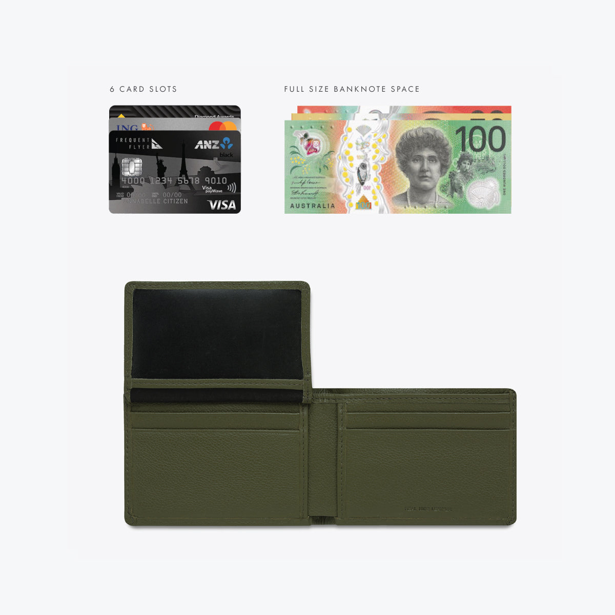 Jonah RFID Blocking Minimalist Wallet for Men - Slim & Lightweight Khaki Leather Bifold - Perfect for Travel, Business & Everyday Carry