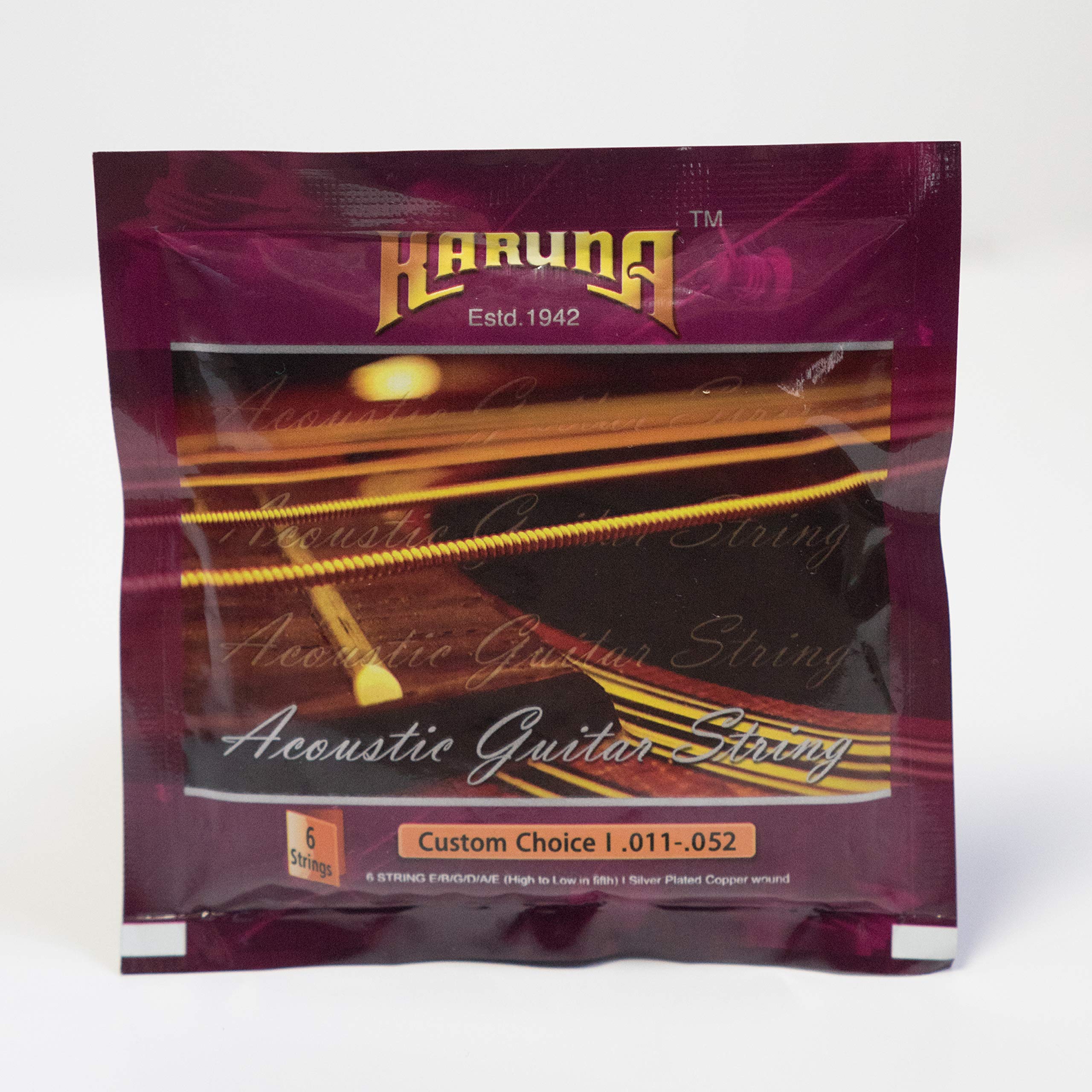 Karuna Silver Plated Silk & Steel Acoustic Guitar Strings (.011-.052 Gauge) - Premium Custom Choice for Warm, Rich Tone | Perfect for Folk, Blues & Fingerstyle Playing