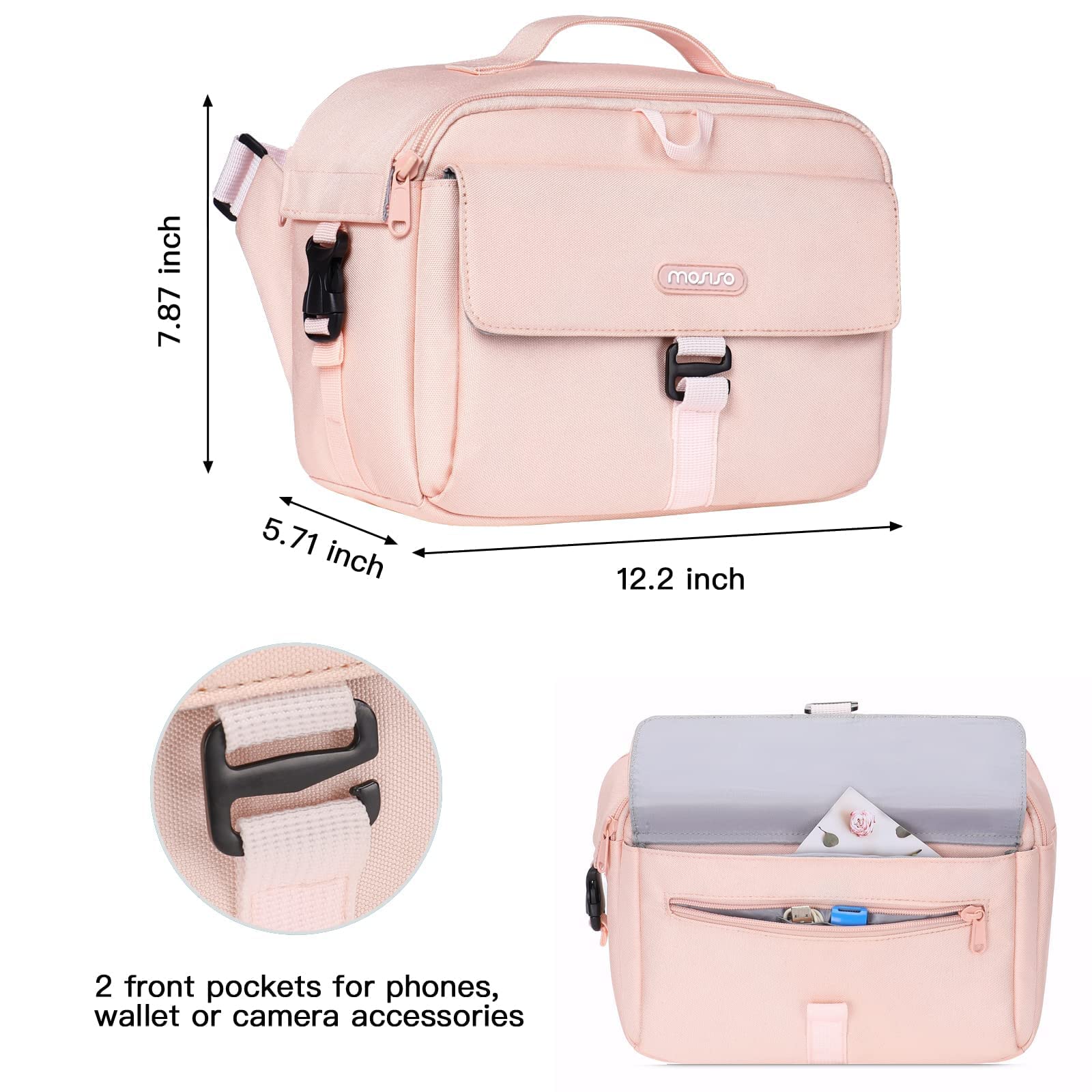 MOSISO Waterproof DSLR Camera Backpack 15-16 Inch - Hardshell Case & Crossbody Messenger Bag for Canon Nikon Sony Mirrorless/SLR Cameras (Pink) - Perfect for Travel, Photography & Outdoor Adventures