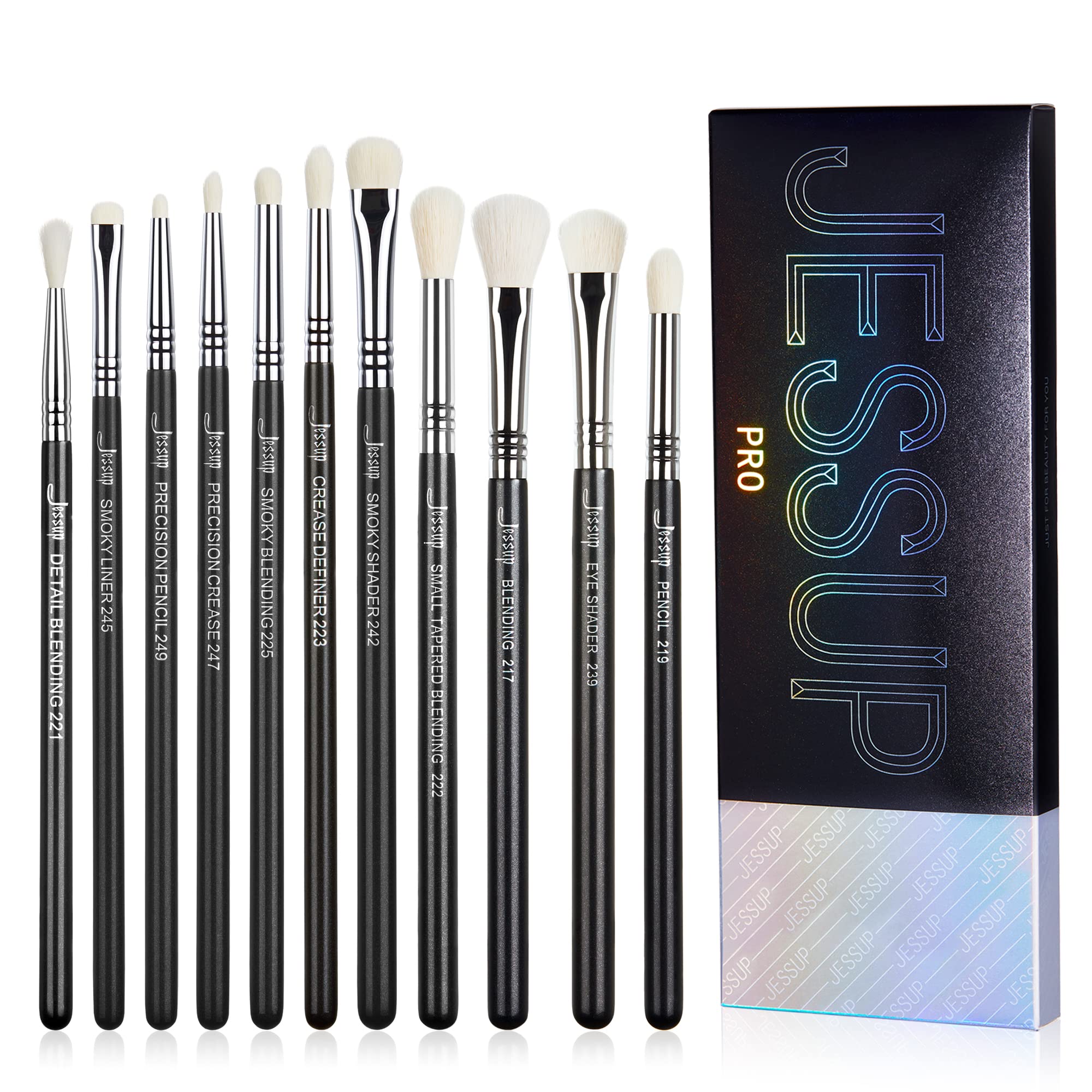 Jessup 11pcs Professional Eyeshadow Brush Set for Makeup - Blending, Shading & Creasing