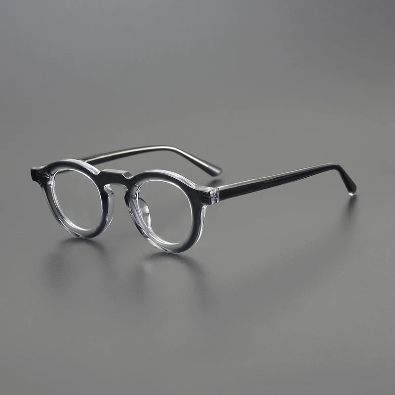 Stylish Black Full Rim Round Thick Acetate Eyeglasses Frame 23107 - Perfect for Reading, Fashion & Everyday Wear