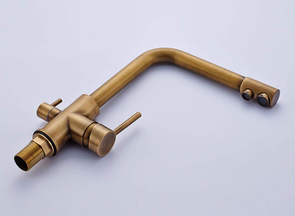 Antique Brass 3-Way Swivel Drinking Water Faucet with Filter - Pure Water Dispenser for Kitchen Sink | Perfect for Home, RV & Office Use