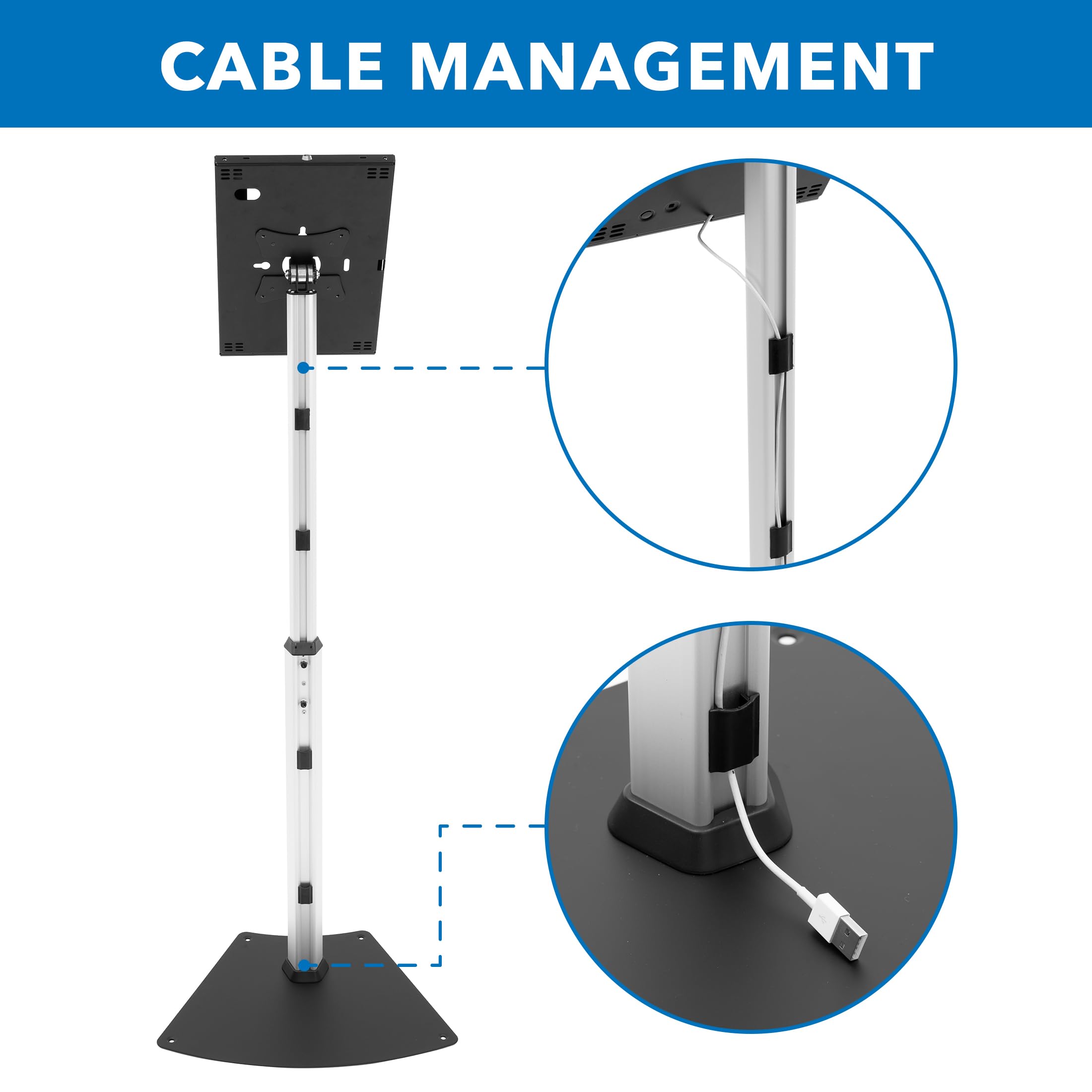 Mount-It! Anti-Theft Adjustable Floor Stand for iPad 10/9/8, iPad Pro 11/10.5, iPad Air 10.5 - Secure Steel Kiosk with Locking Mechanism for Retail Stores, Business Displays & Public Spaces
