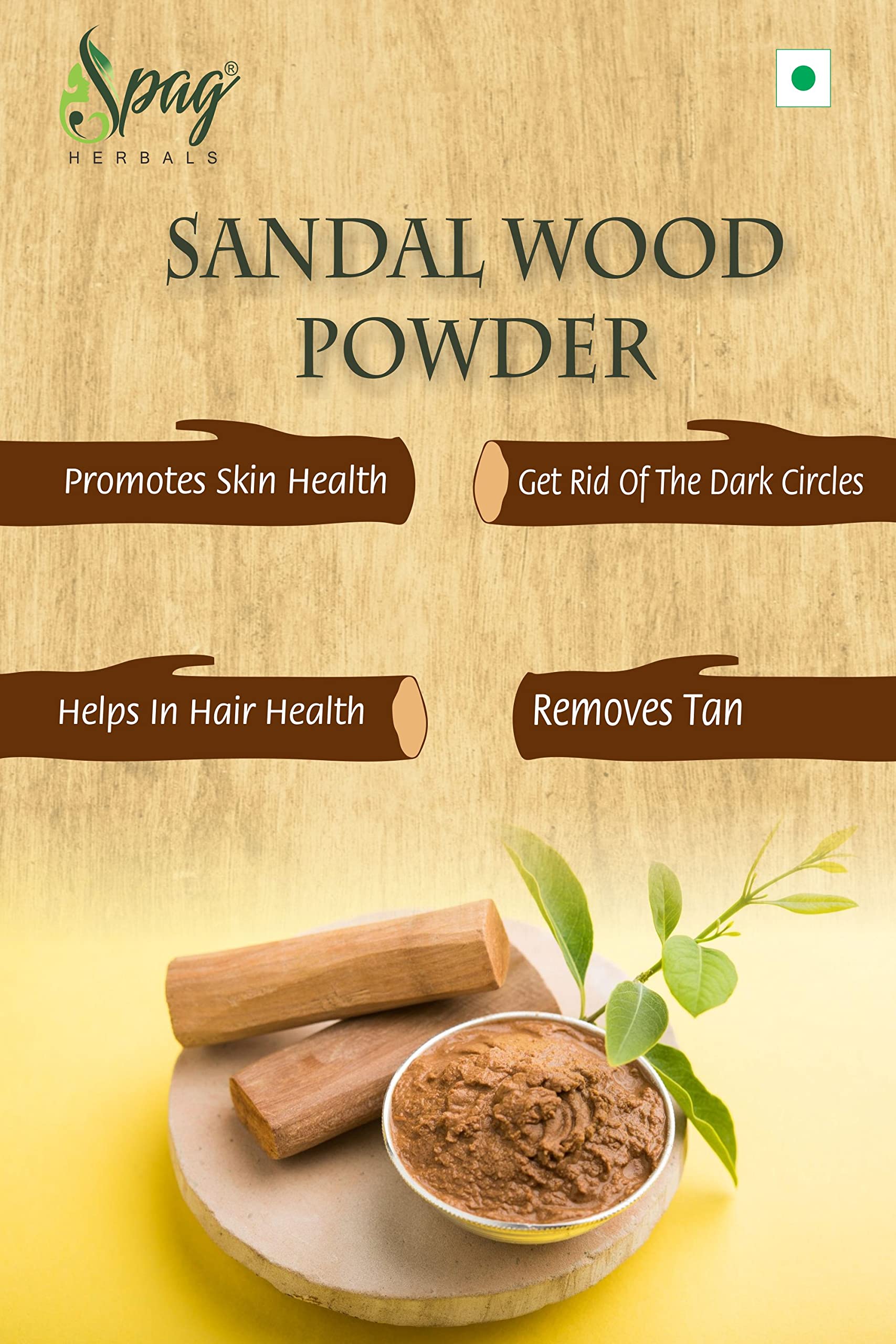Spag Herbals Sandalwood Chandan Glowing Skin & Face Pack Powder 125g - Natural Ayurvedic Facial Treatment for Brightening & Anti-Aging | Perfect for Daily Skincare Routine & Spa Days