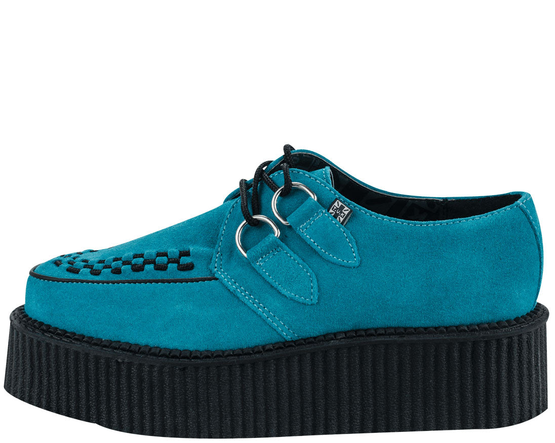 T.U.K Women's Turquoise Suede Viva Mondo Creeper Platform Shoes - Vintage Punk Style for Concerts & Night Out