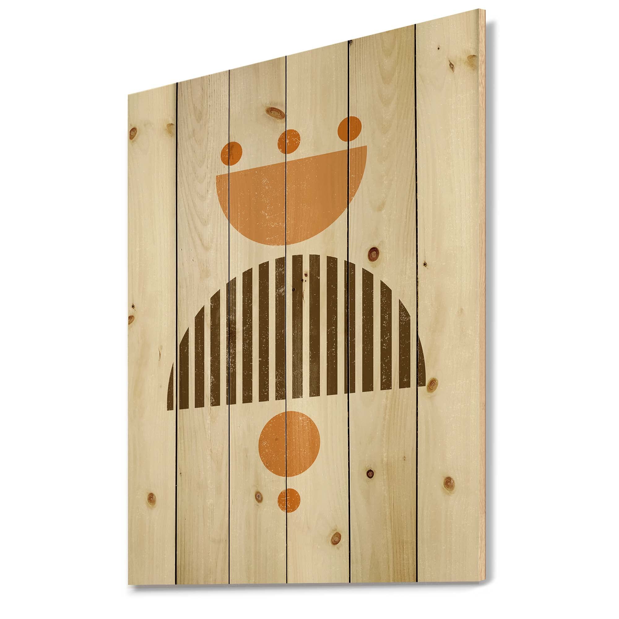 Abstract Minimal Sun and Moon Wood Wall Art - Earth Tones Modern Geometric Wall Decor, Large Pine Wood Panel for Living Room & Bedroom