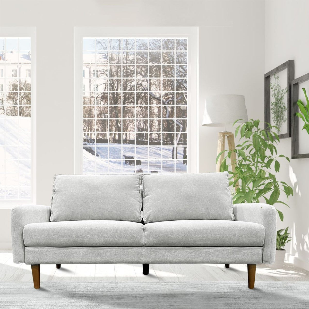 3 Seater Sofa Light Grey - Modern Living Room Furniture for Small Spaces, Apartments & Cozy Homes | Durable Fabric, Comfortable Cushions | Perfect for Relaxing, Entertaining & Family Gatherings