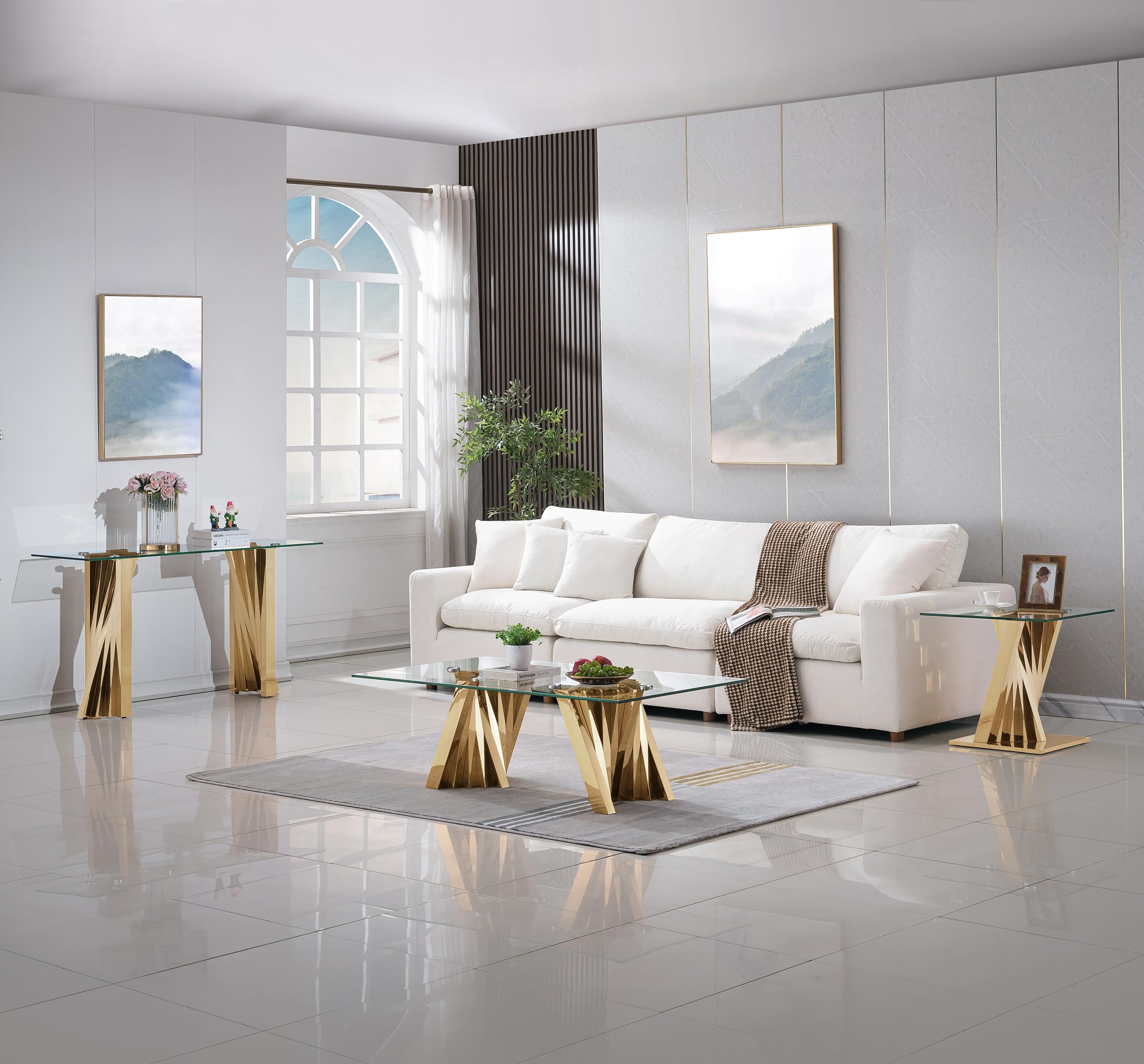Modern Gold Glass Coffee Table 51