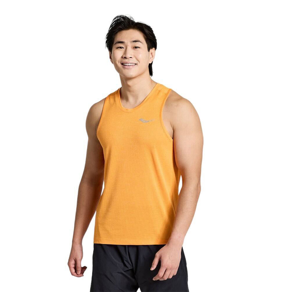 Men's Saucony Stopwatch Running Singlet - Lightweight Performance Top for Marathon & Track Racing