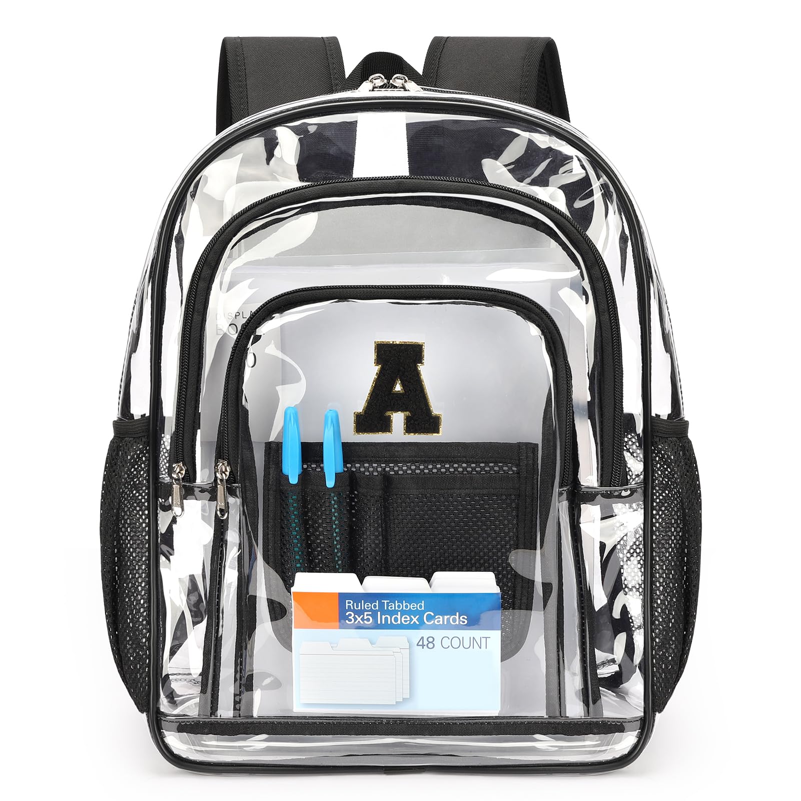ZORFIN Large Clear Backpack for School, College & Work - Heavy Duty PVC Transparent Bookbag with Security Features - Perfect for School Supplies, Laptop Storage & Workplace Security Compliance
