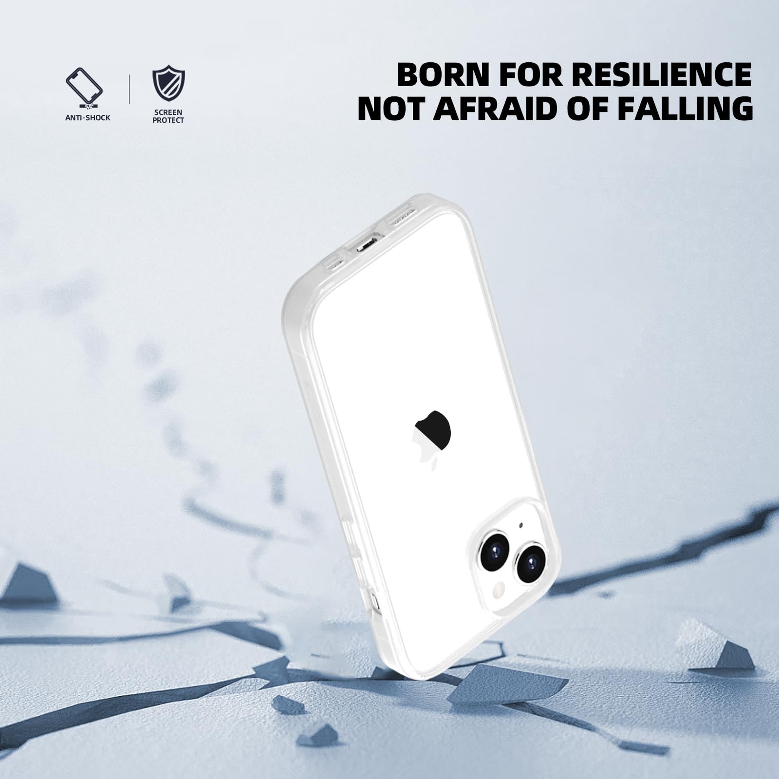 Premium Shockproof iPhone 15 Case - Clear Drop Protection Cover with Anti-Yellowing & Non-Marking Back | Raised Edge Screen & Camera Protection | Unisex Design for Everyday Use & Outdoor Activities