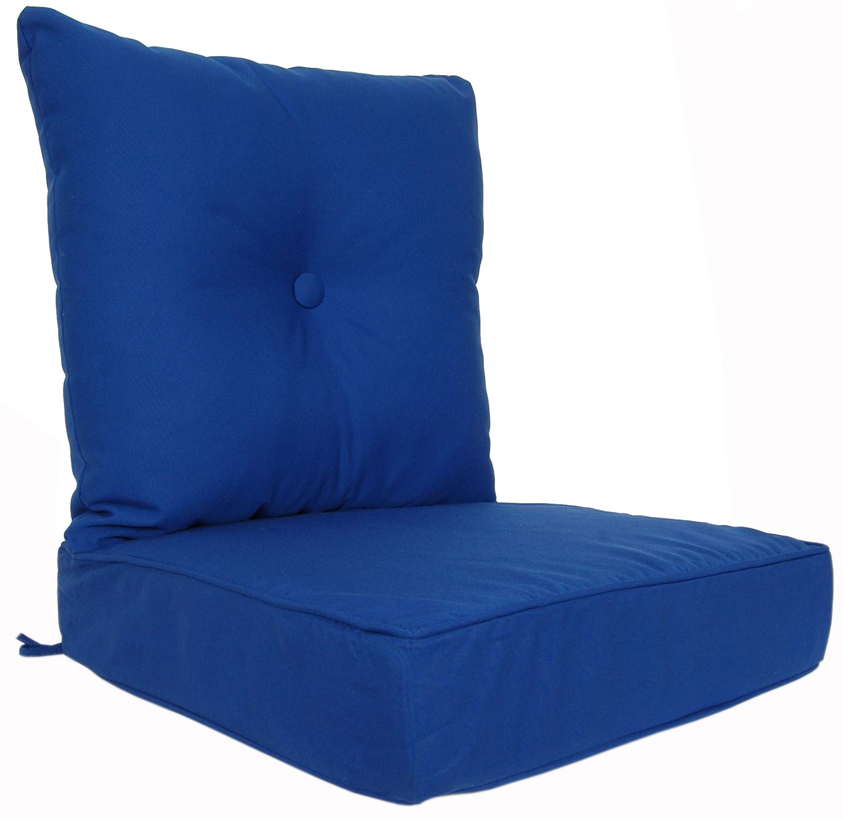 Premium Sunbrella Outdoor/Indoor Patio Cushion Set - 22x22x6 Inch Seat & 23x23x7 Inch Back (2-Piece) - Waterproof Canvas in True Blue - Perfect for Garden Chairs, Porch Furniture & Deck Lounging