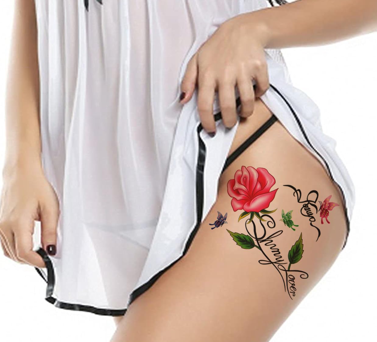3D Waterproof Temporary Tattoo Stickers for Adults - Realistic Flower, Butterfly, Star & Dark Desire Designs (19x9cm) | Perfect for Honeymoon, Parties, Halloween & Costume Events