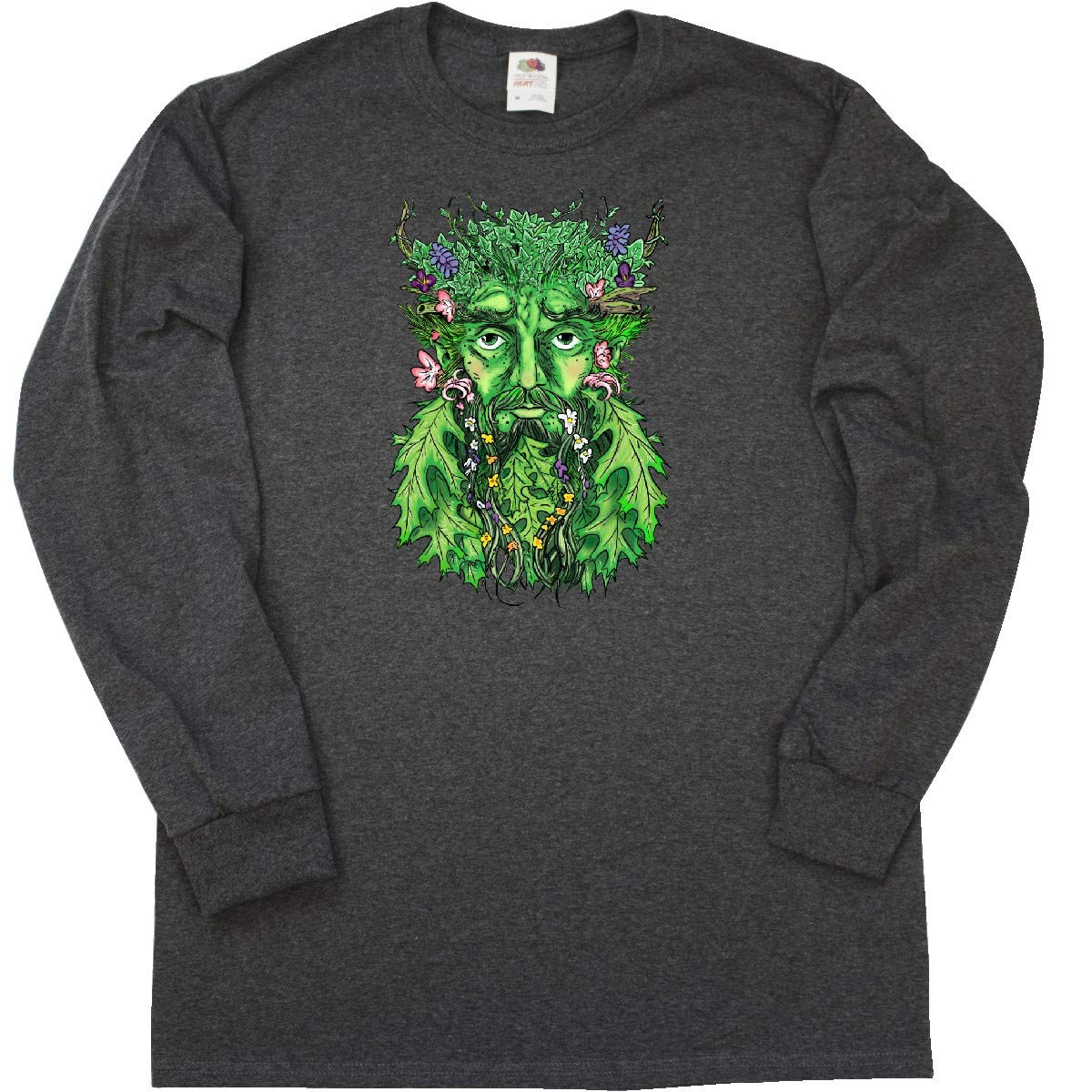 Inktastic 1st Day of Spring Greenman Spring Equinox Long Sleeve T-Shirt | Eco-Friendly Graphic Tee for Men & Women | Perfect for Spring Festivals, Nature Walks & Earth Day Celebrations