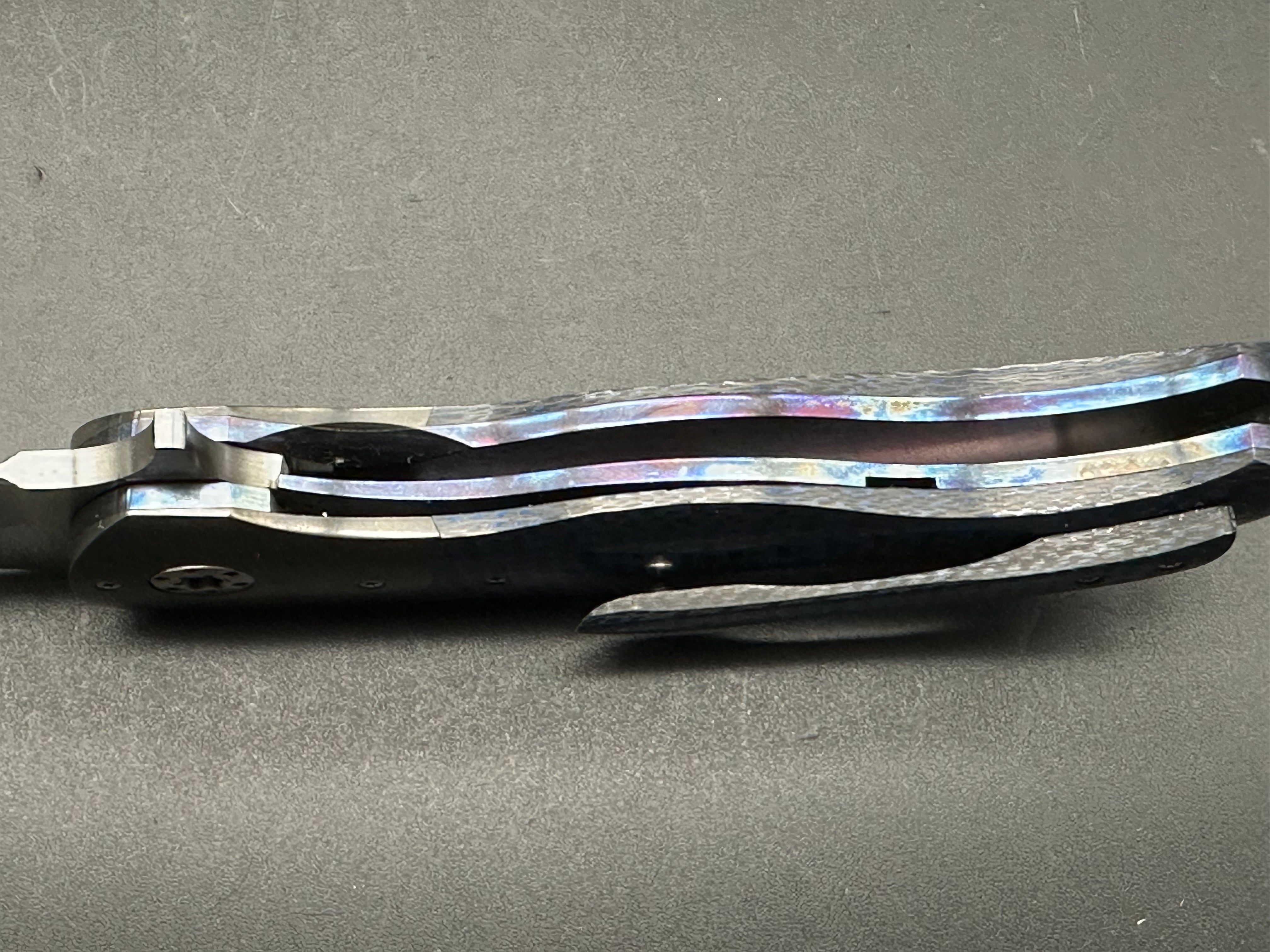 Custom George Muller LL AA Folding Knife - M690 Satin Blade, Blue Lightning Strike Carbon Fiber Scales - EDC, Outdoor, Camping, Survival Gear