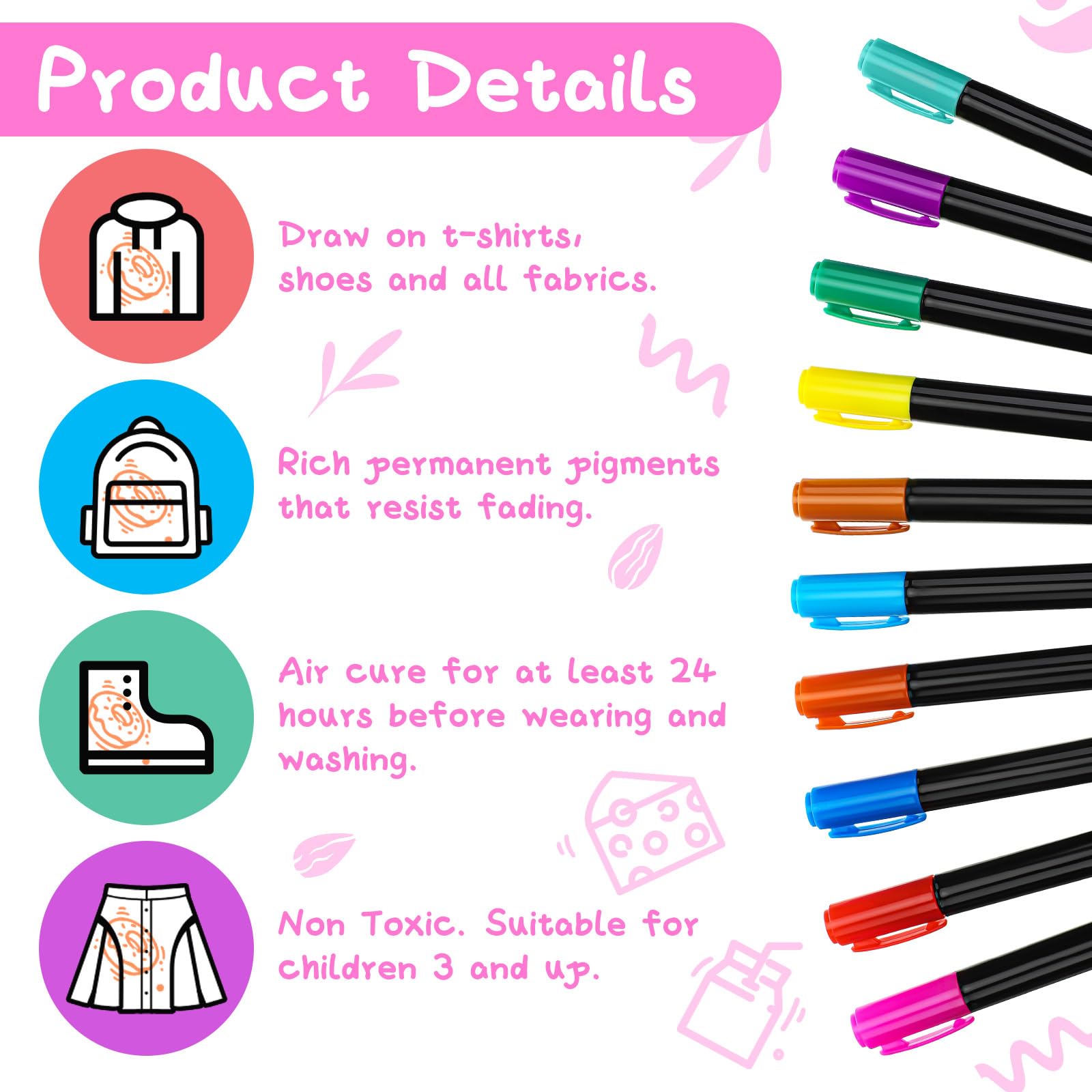 Jutom 38-Piece DIY Baby Bib Decorating Kit - 14 Bibs, 14 Stencils & 10 Fabric Markers with 2-Ply Feeder Bibs - Perfect for Baby Shower Games, Newborn Gifts & Creative Crafting