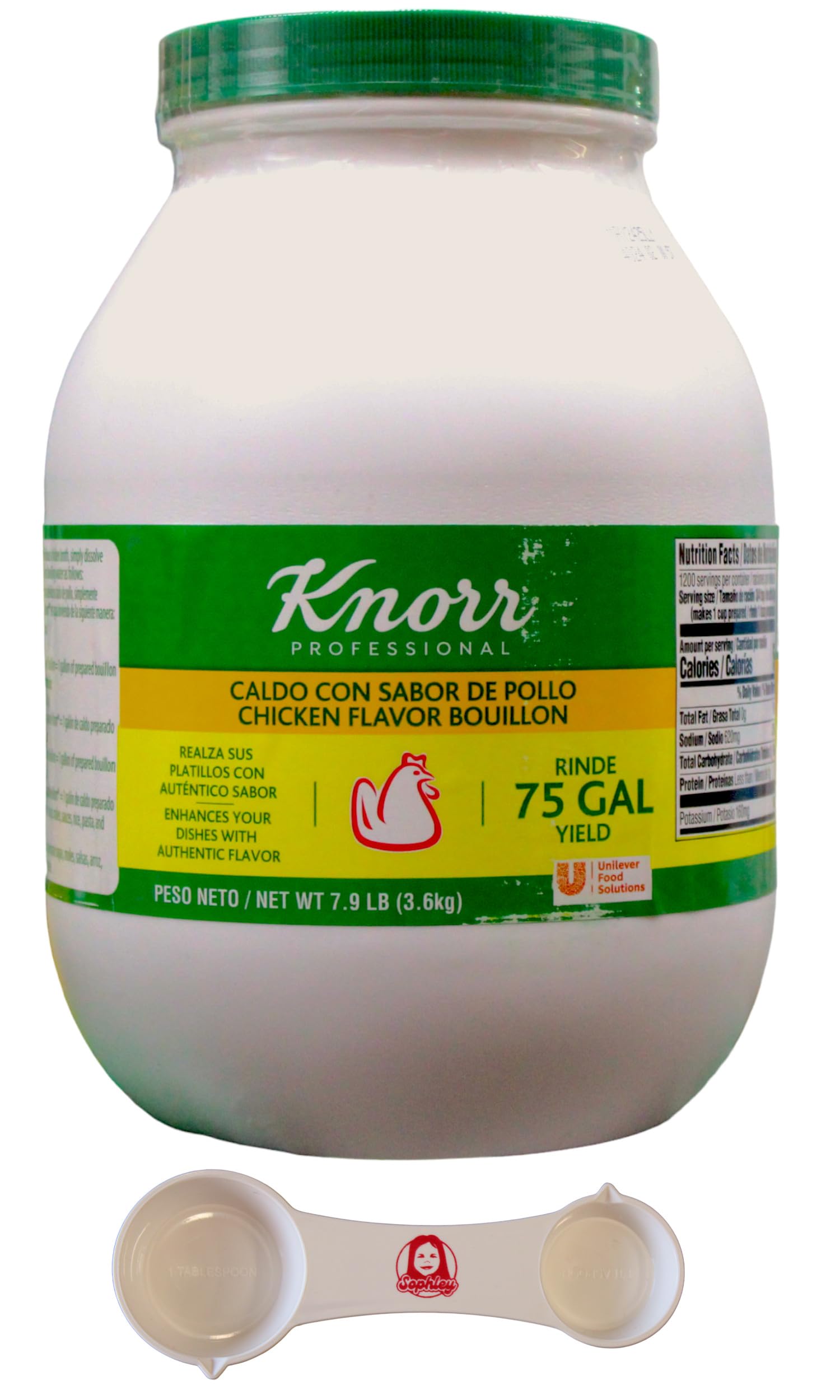 Knorr Chicken Flavor Bouillon (7.9 lbs) - Caldo con Sabor de Pollo Seasoning with Measuring Spoon | Perfect for Soups, Stews & Mexican Recipes