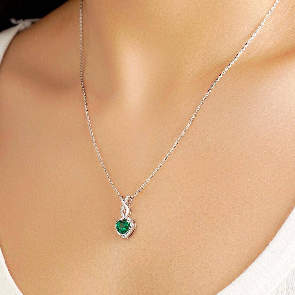 1 CT. Emerald Infinity Heart Pendant with Diamonds - Elegant Jewelry for Women, Gift for Anniversary, Valentine's Day & Special Occasions