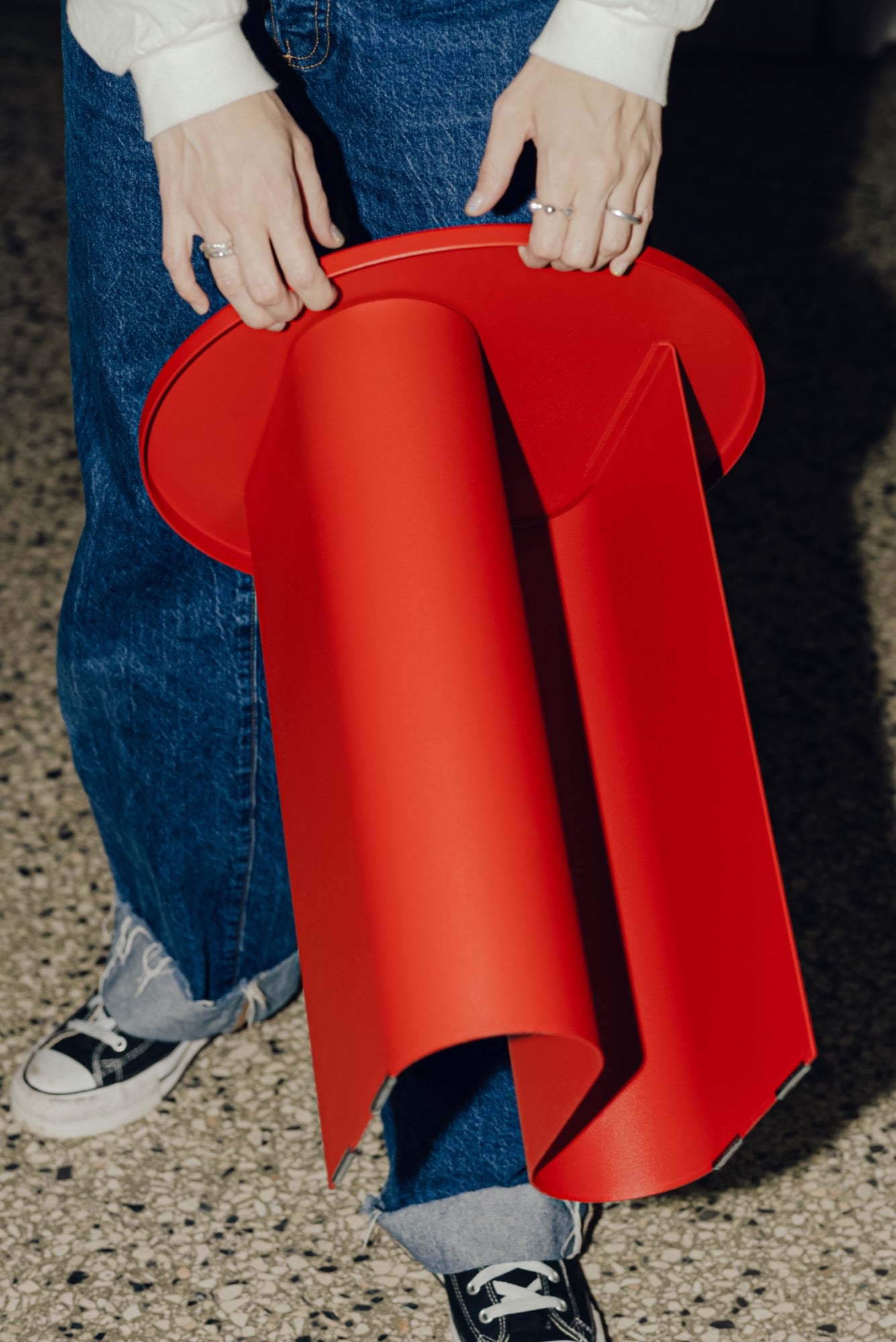 Modern Sato Side Table in Tomato Red - Stylish End Table for Living Room, Bedroom, or Office - Perfect for Small Spaces and Home Decor