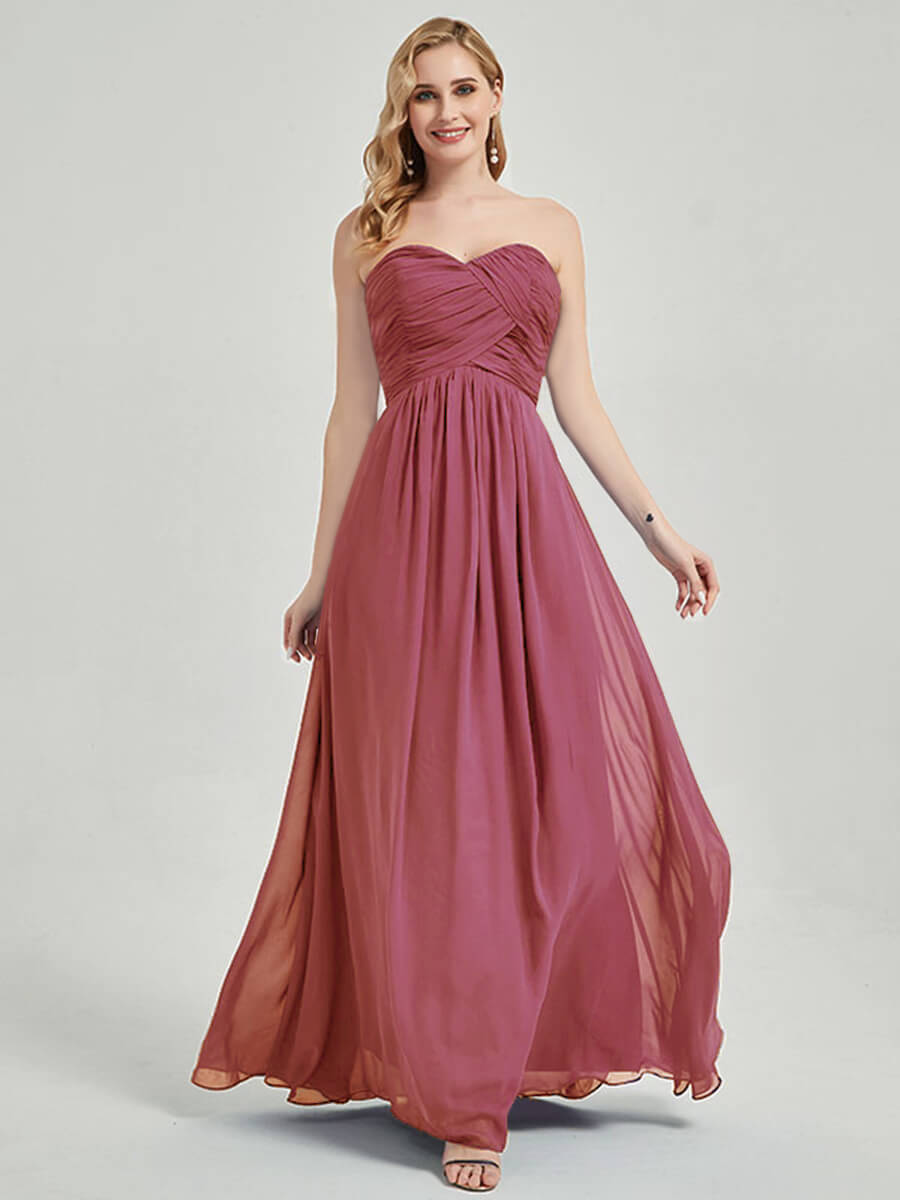 Elegant Desert Rose Sweetheart Strapless Chiffon Maternity Bridesmaid Dress - Perfect for Weddings, Baby Showers & Special Occasions