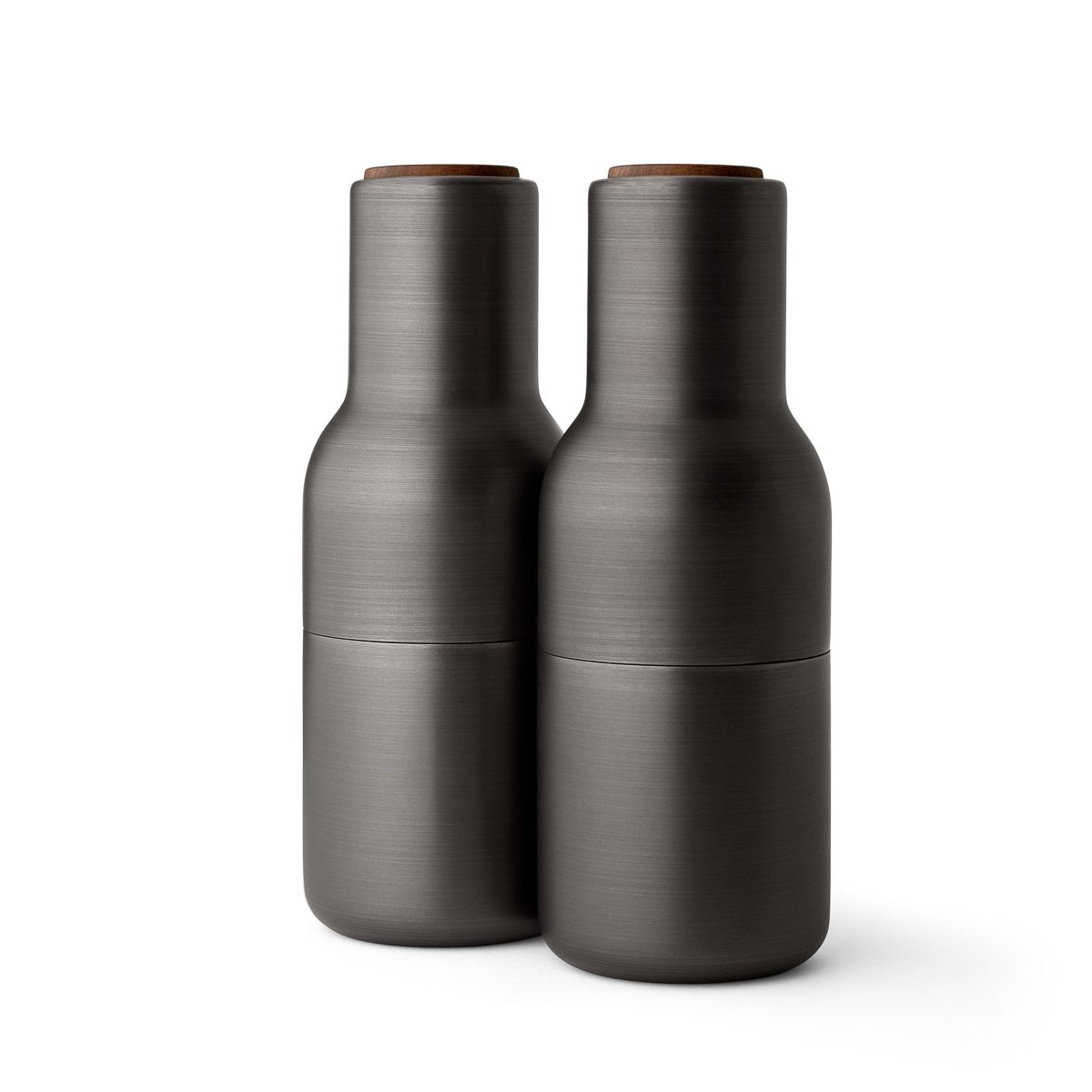 Premium Ceramic Salt and Pepper Grinder Set - Bronzed Brass with Walnut Lid - Adjustable Coarseness for Gourmet Cooking, Perfect for Kitchen, Dining Table & Gift Giving