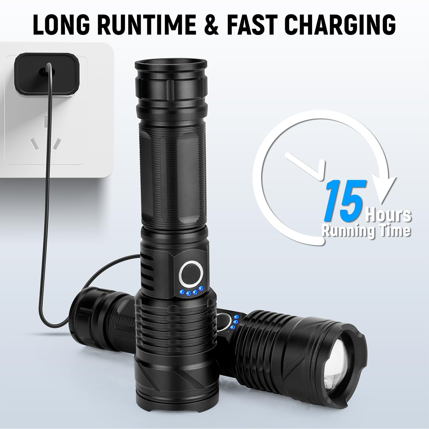 Rechargeable LED Flashlight 990,000 Lumens Super Bright - Waterproof, Battery Included - Powerful Flashlight for Camping, Hiking, Emergency & Home Use