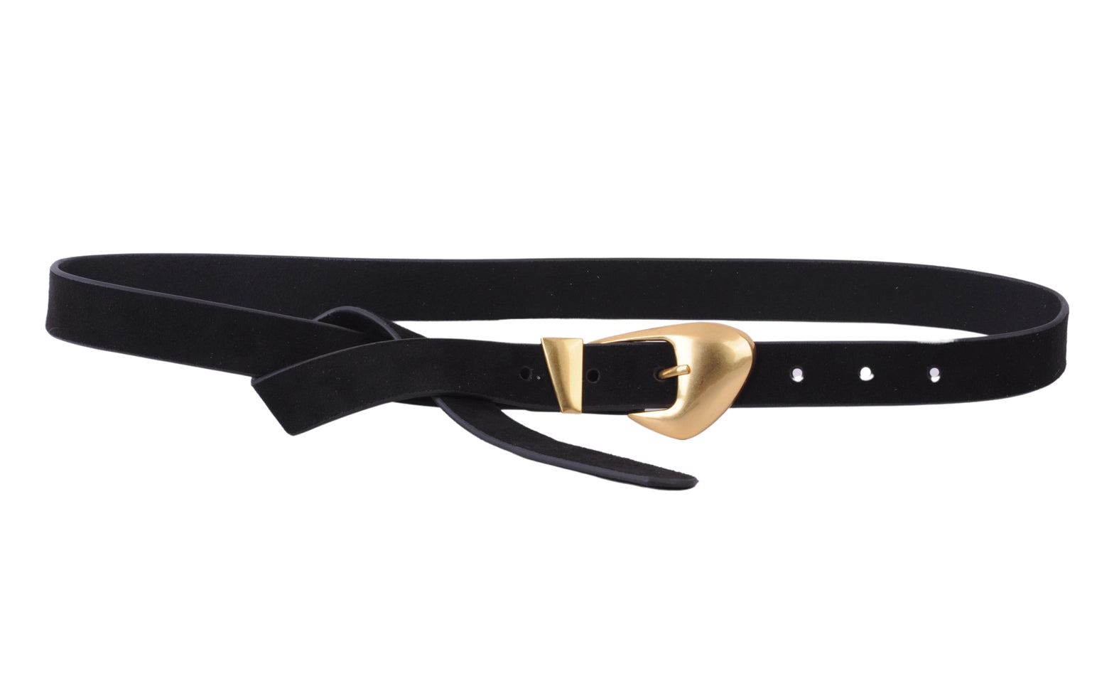 Slim Suede Liquid Gold Buckle Belt for Women - Fashionable Waist Accessory | Perfect for Jeans, Dresses & Office Outfits